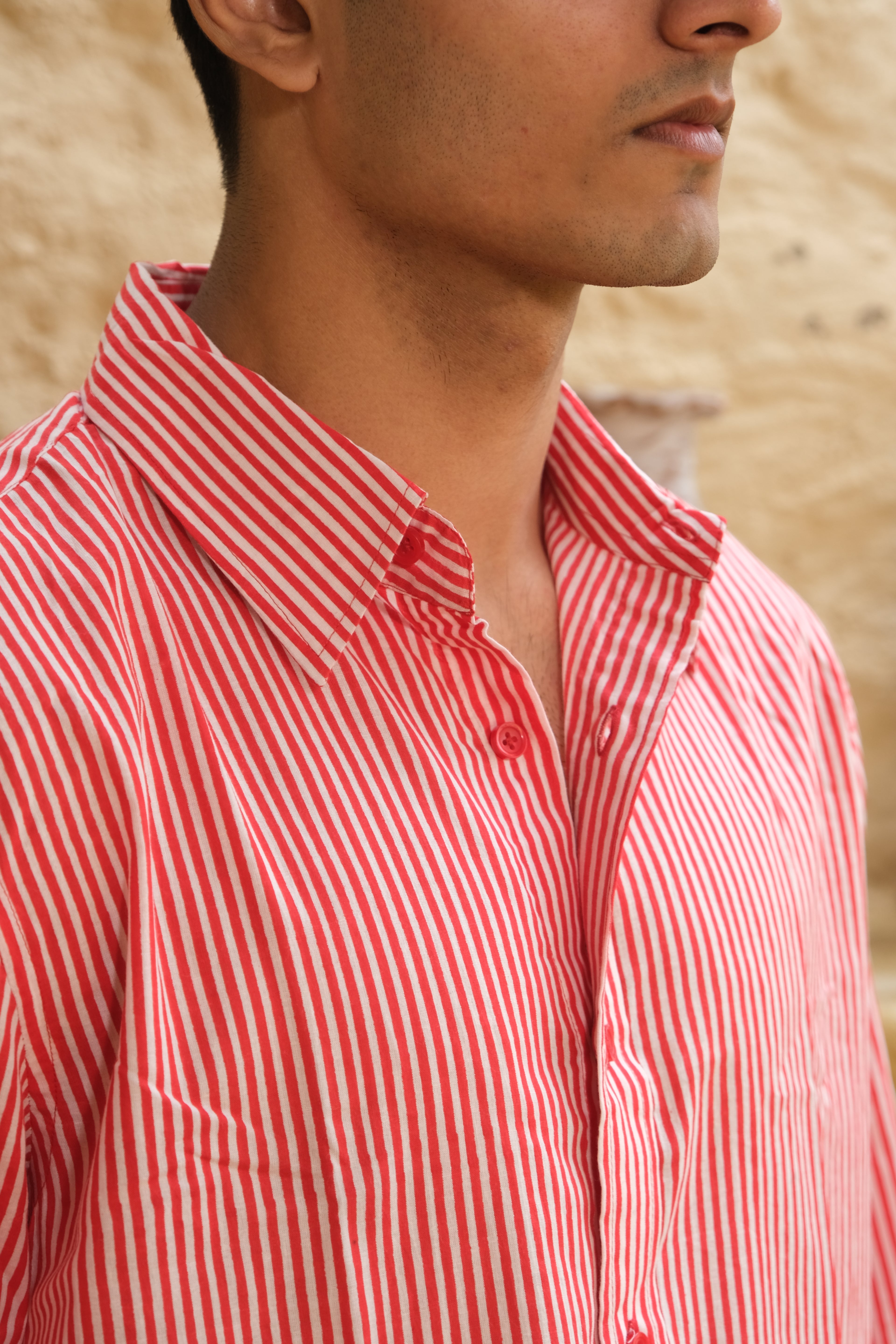 Red Relaxed Fit Striped Shirt – Flowy Cotton - Casual & Everyday Style