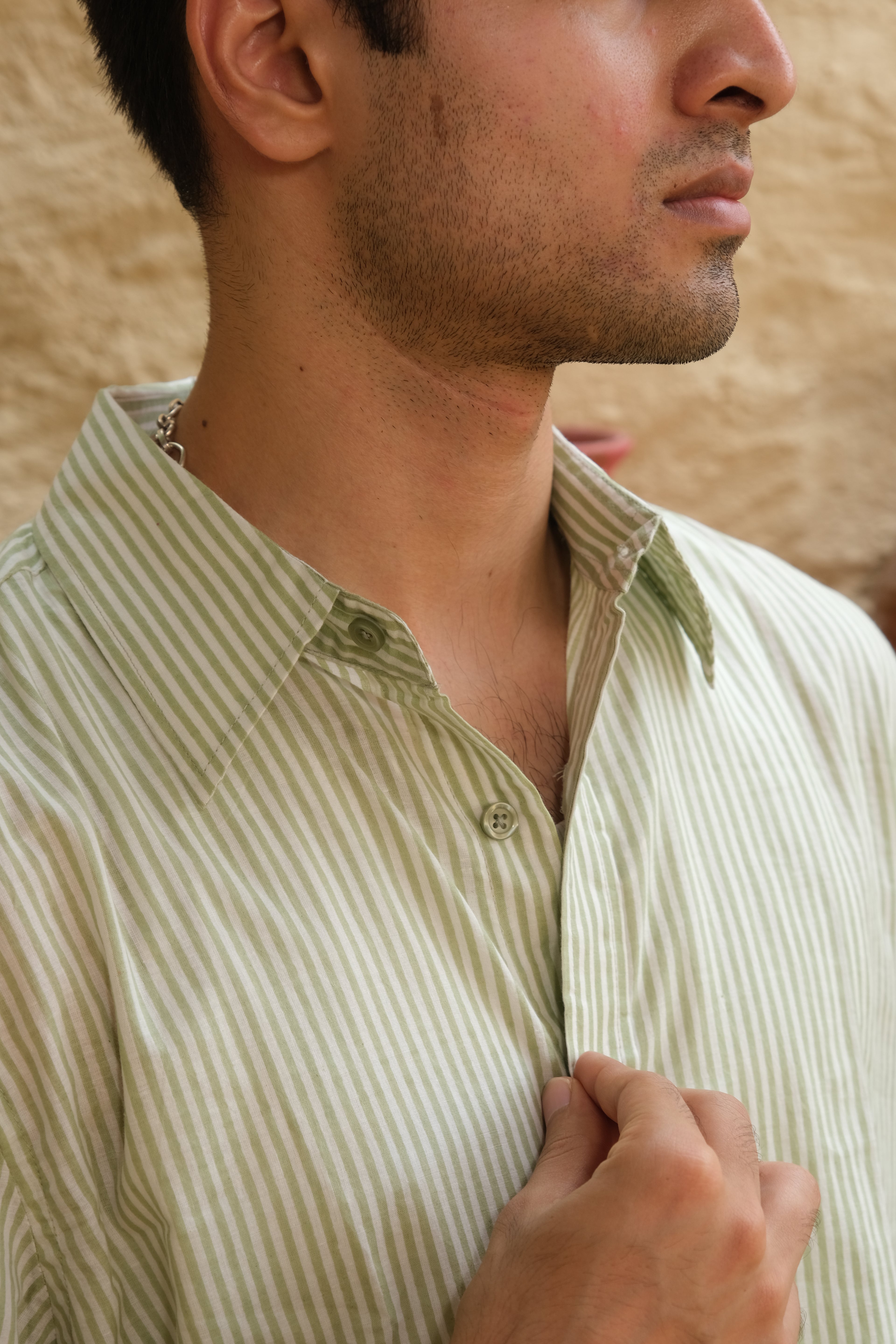 Green Relaxed Fit Striped Shirt – Flowy Cotton - Casual & Everyday Style