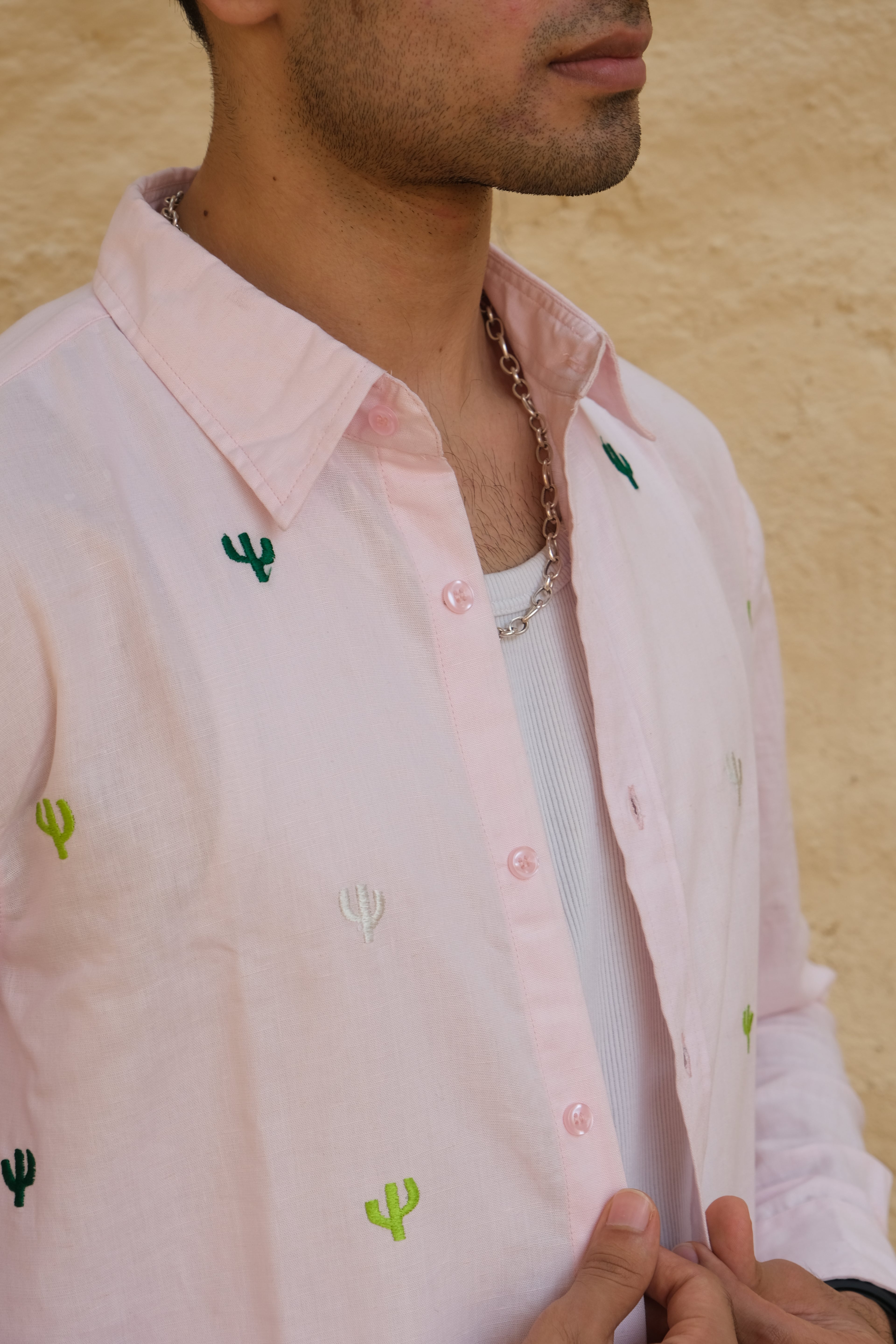 CACTUS EMBROIDED LINEN SHIRT