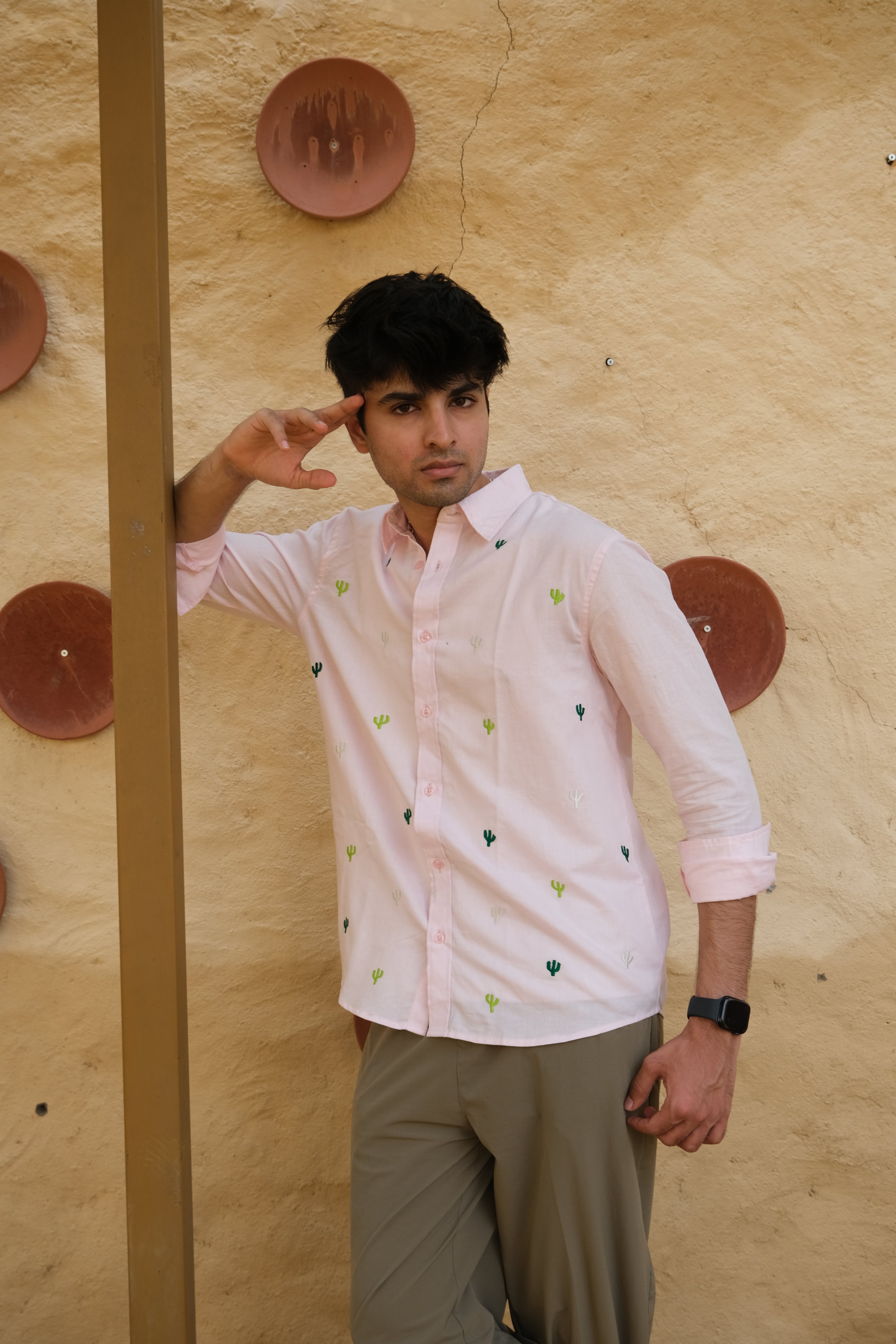 CACTUS EMBROIDED LINEN SHIRT