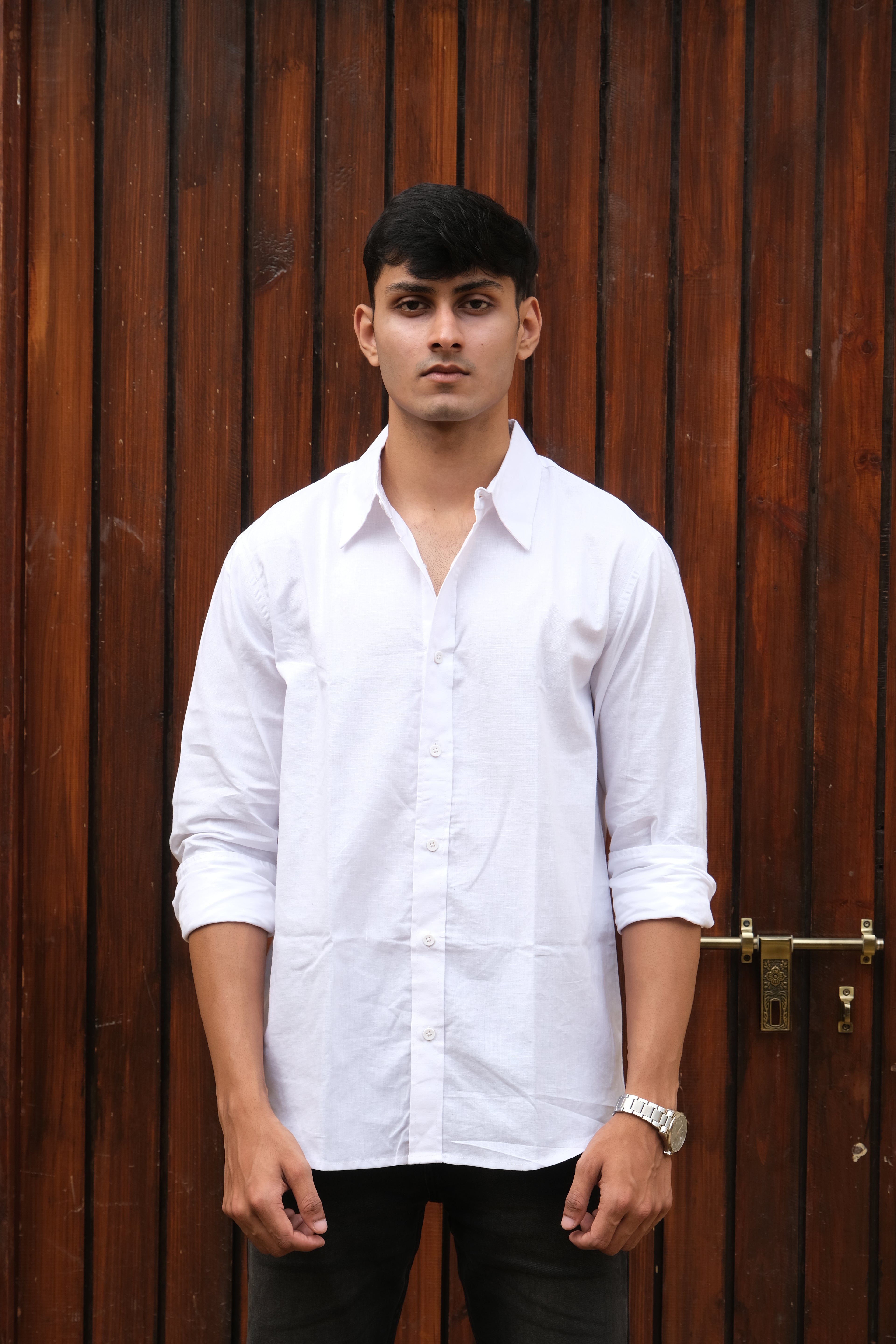 White Classic Men’s Oxford Shirt – Slim Fit 100% Cotton