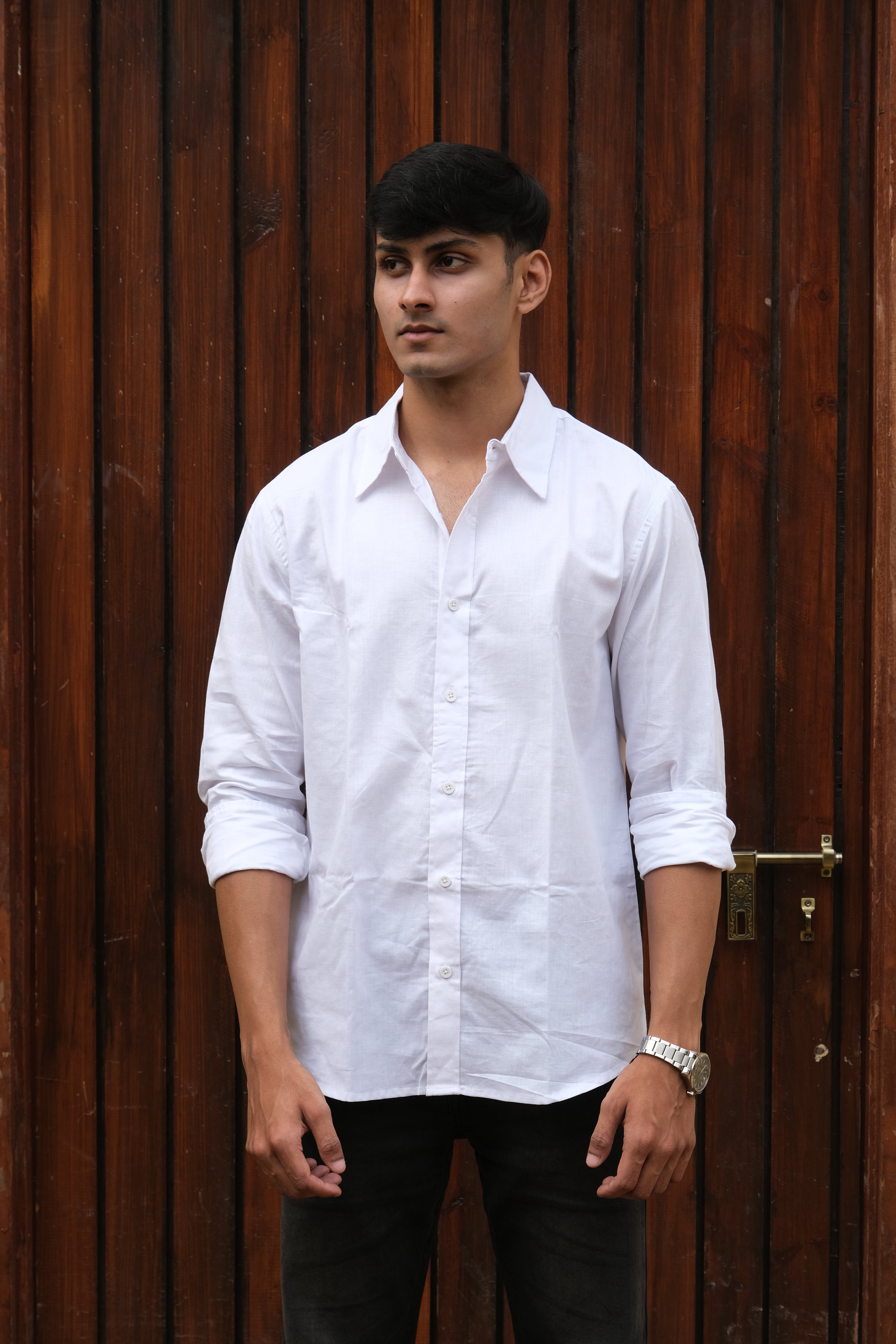 White Classic Men’s Oxford Shirt – Slim Fit 100% Cotton