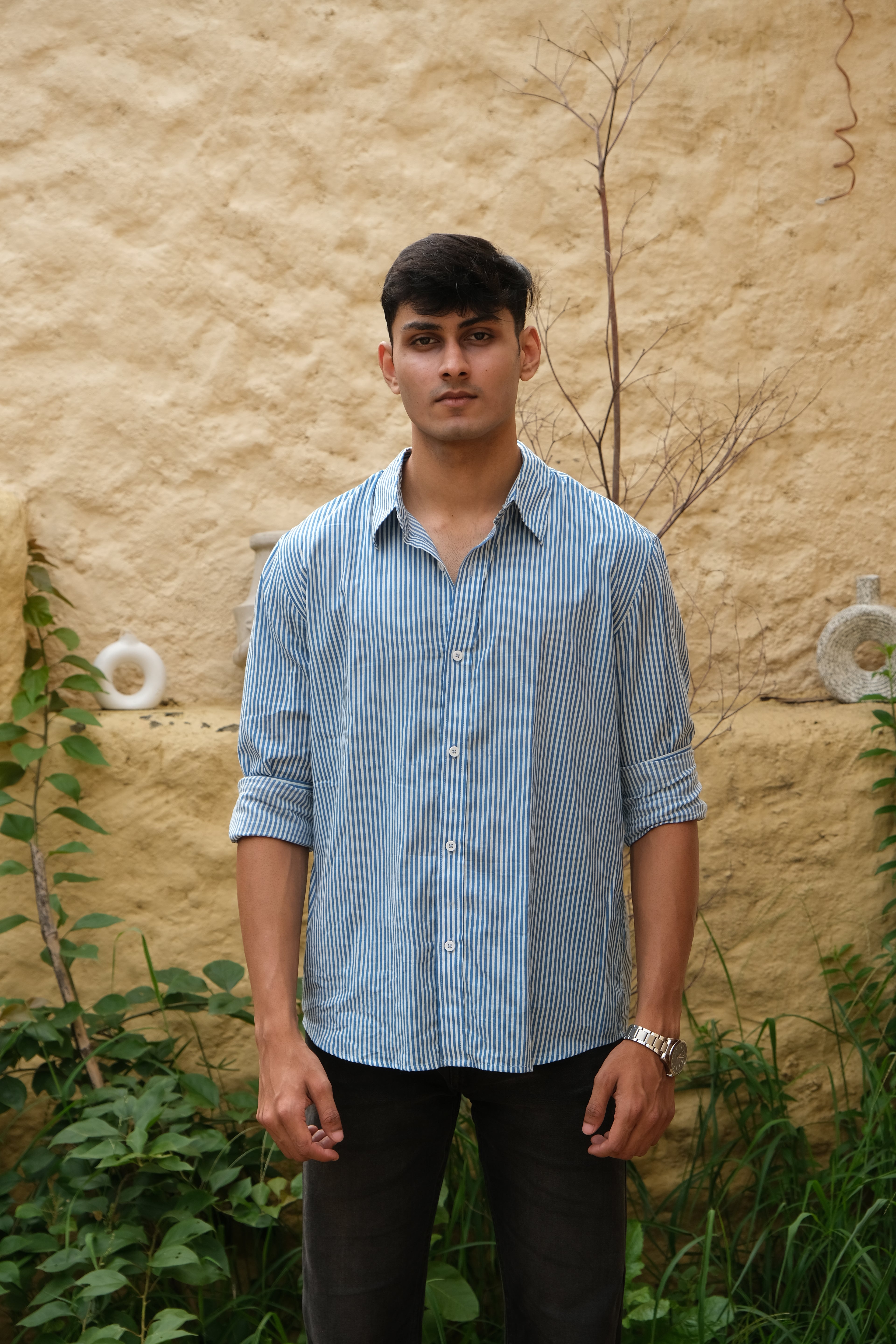 Blue Relaxed Fit Striped Shirt – Flowy Cotton - Casual & Everyday Style