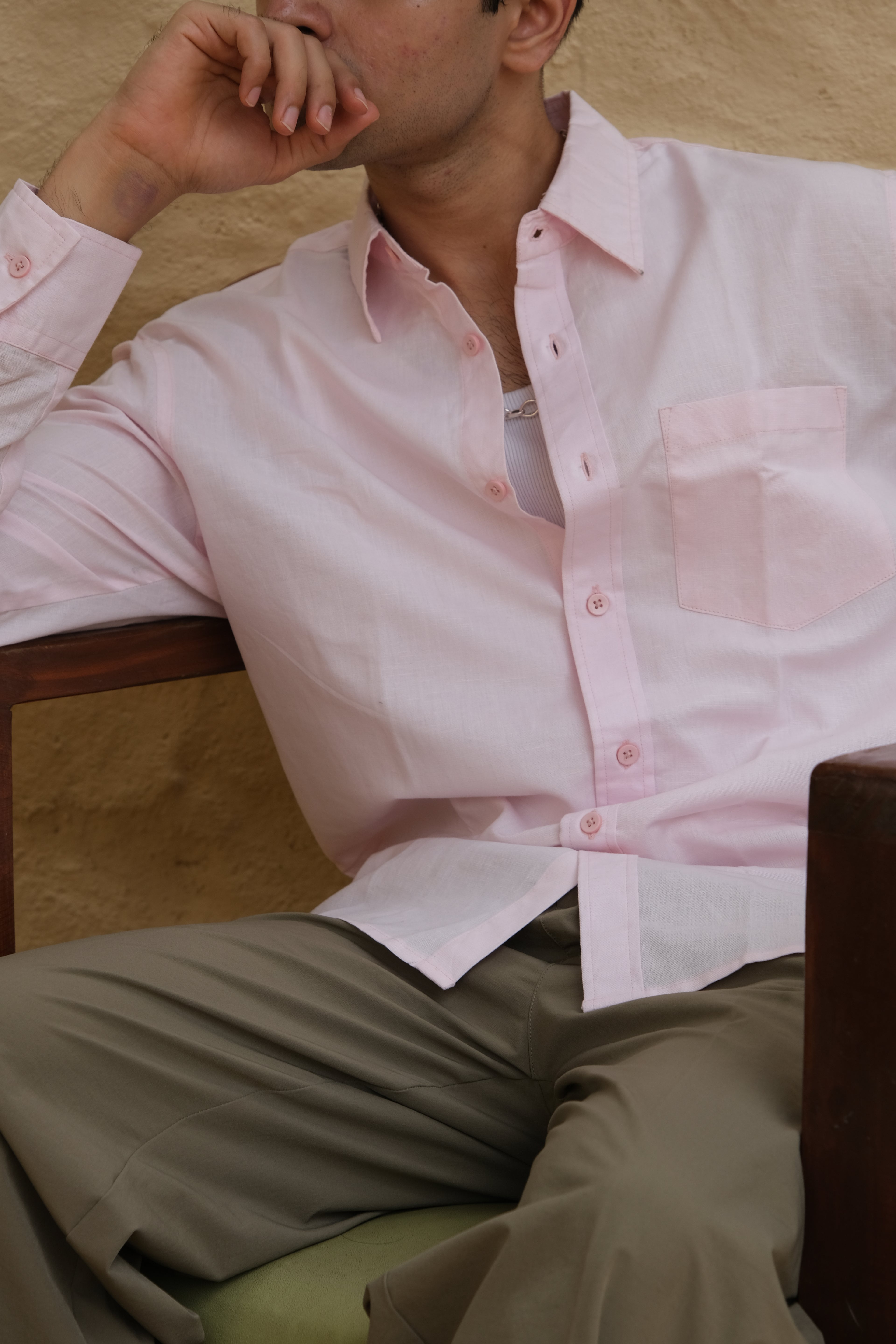 BABY PINK LINEN SHIRT