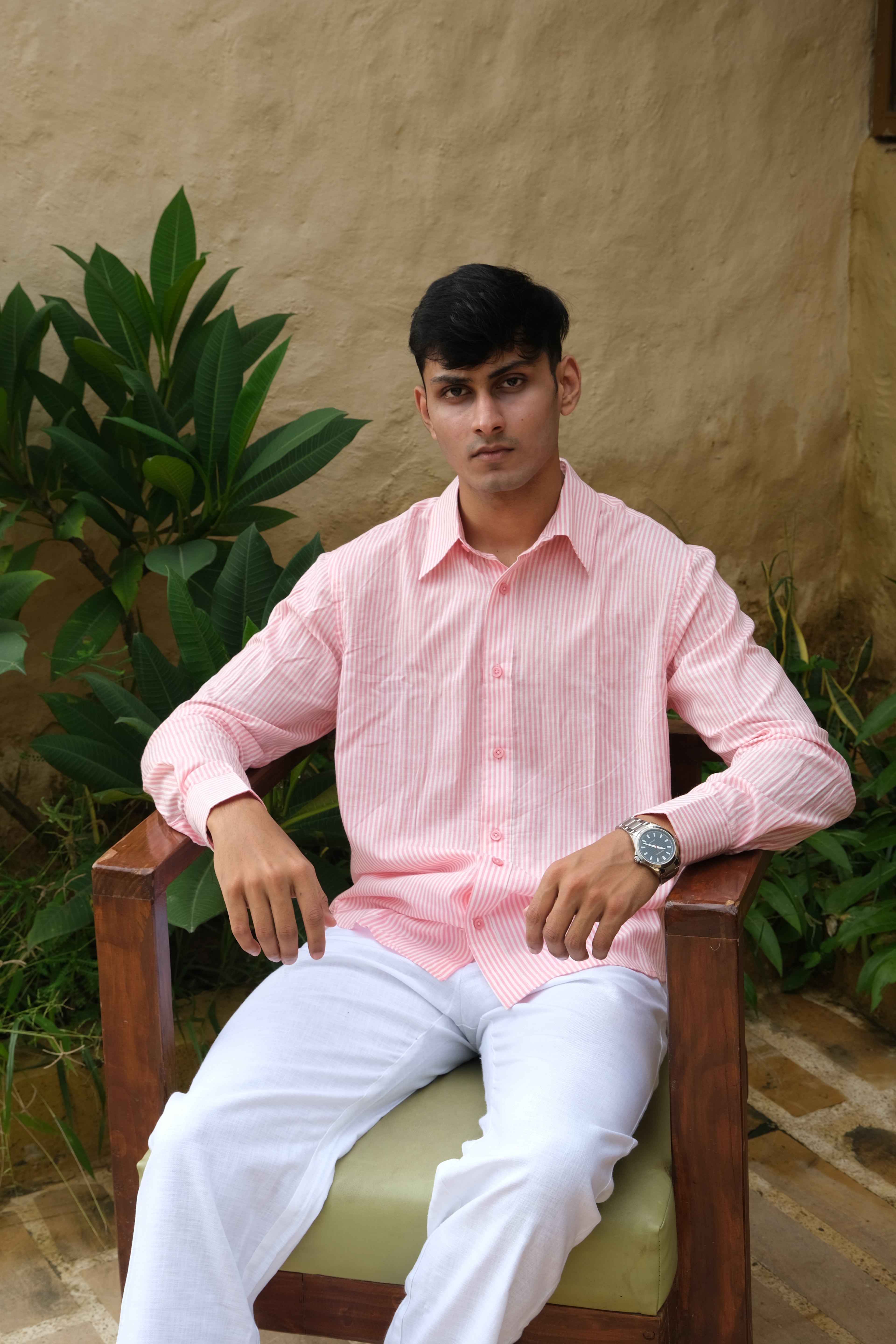 Pink Relaxed Fit Striped Shirt – Flowy Cotton - Casual & Everyday Style