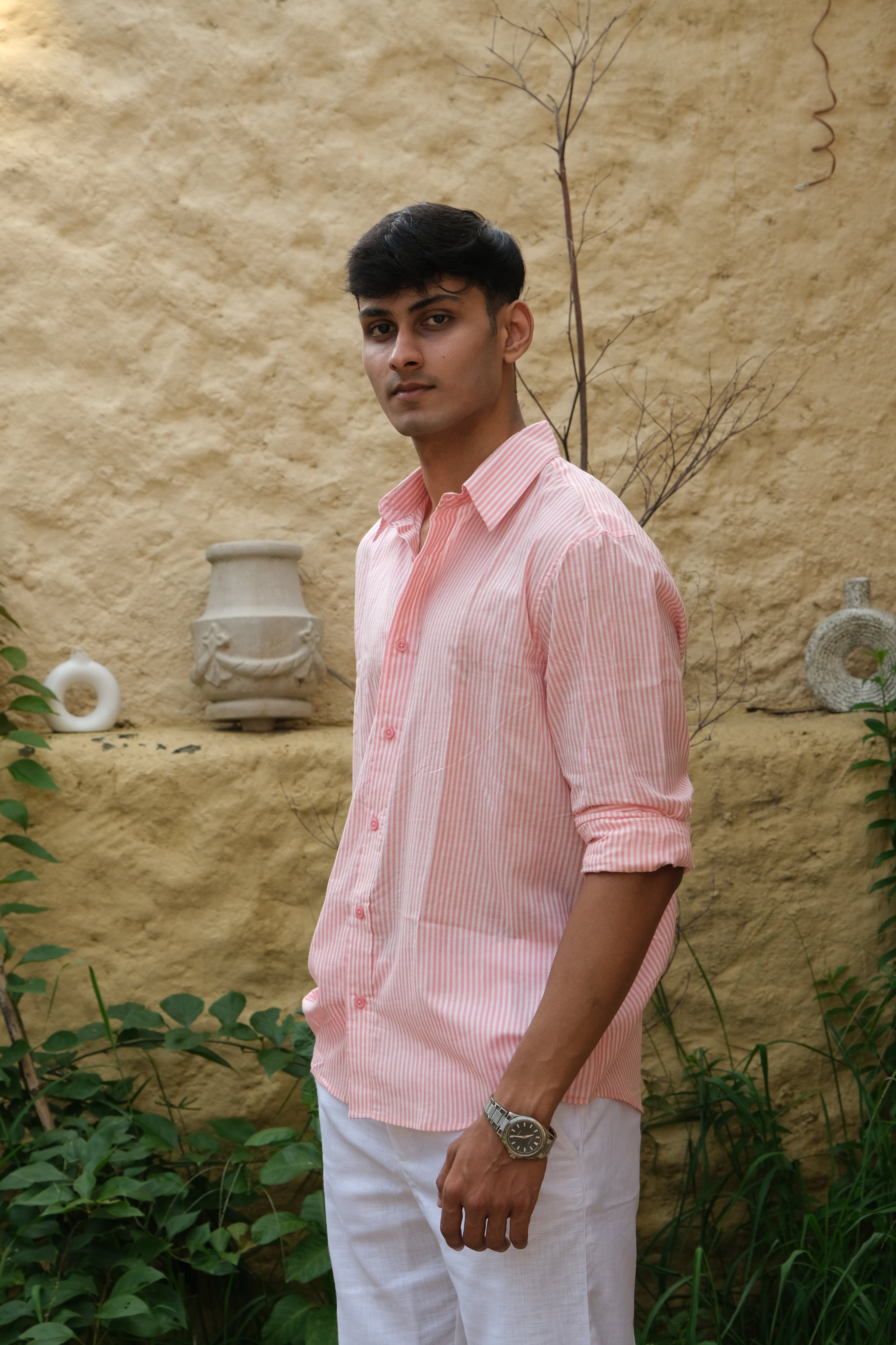 Pink Relaxed Fit Striped Shirt – Flowy Cotton - Casual & Everyday Style