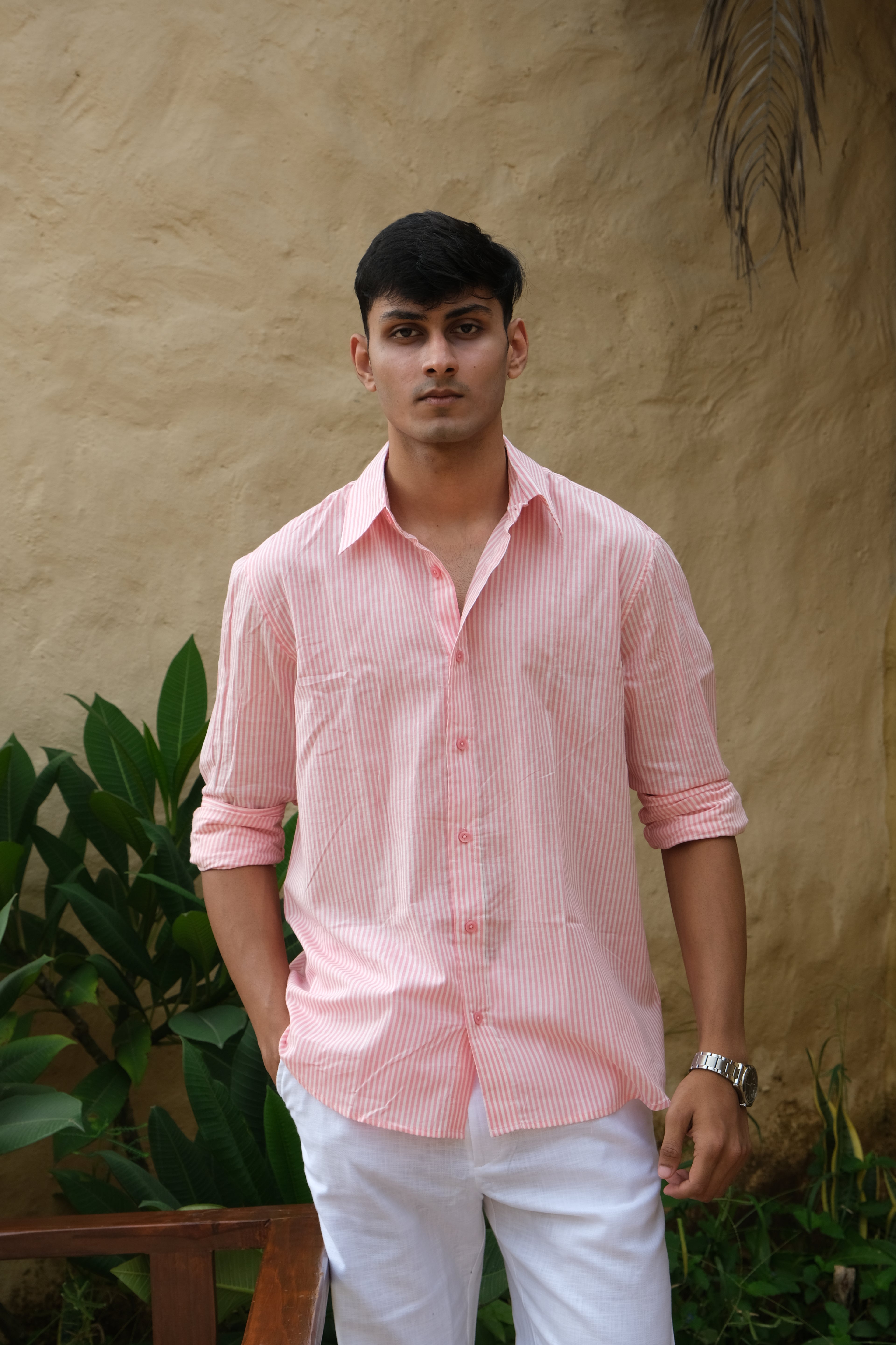 Pink Relaxed Fit Striped Shirt – Flowy Cotton - Casual & Everyday Style