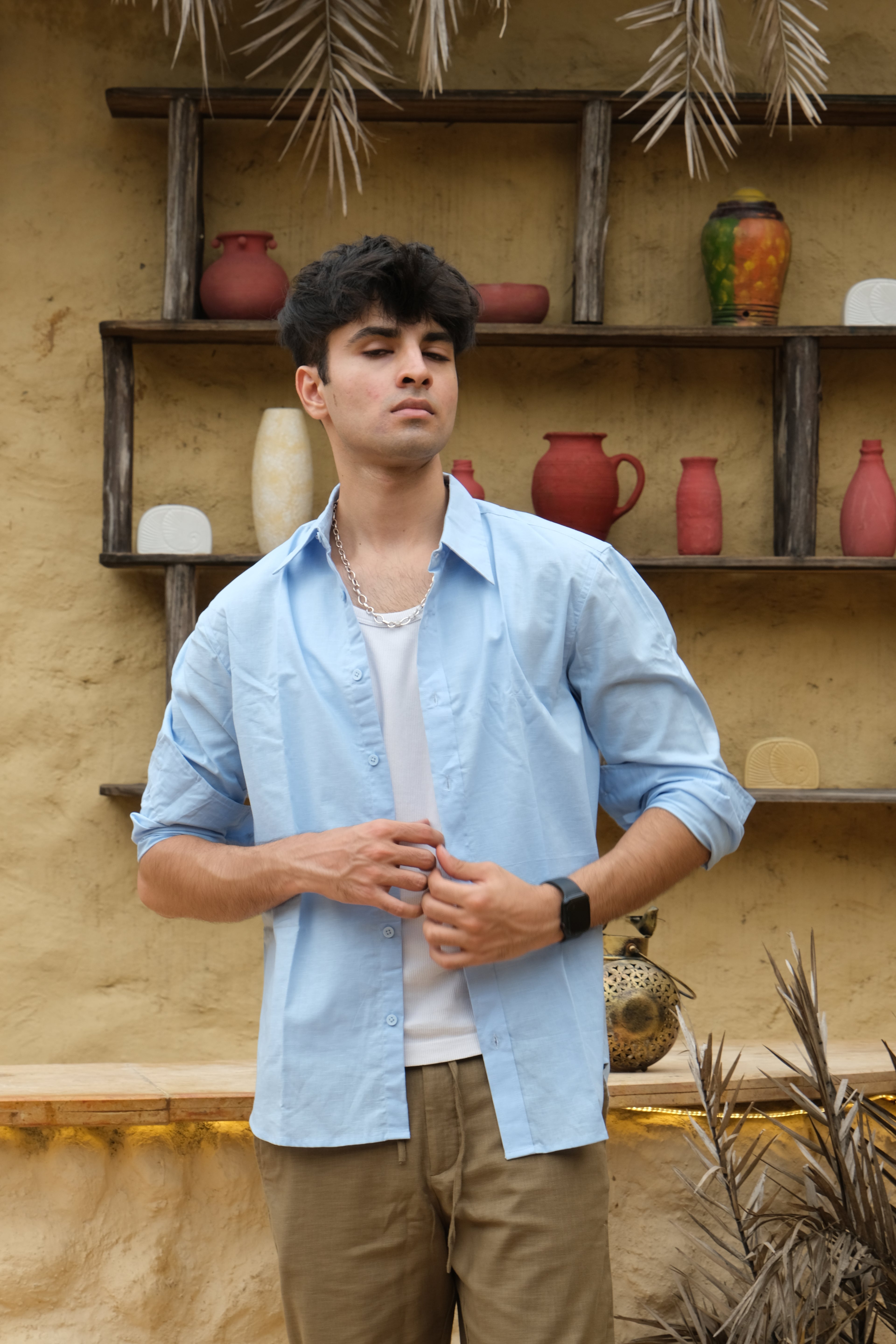 SKY BLUE LINEN SHIRT