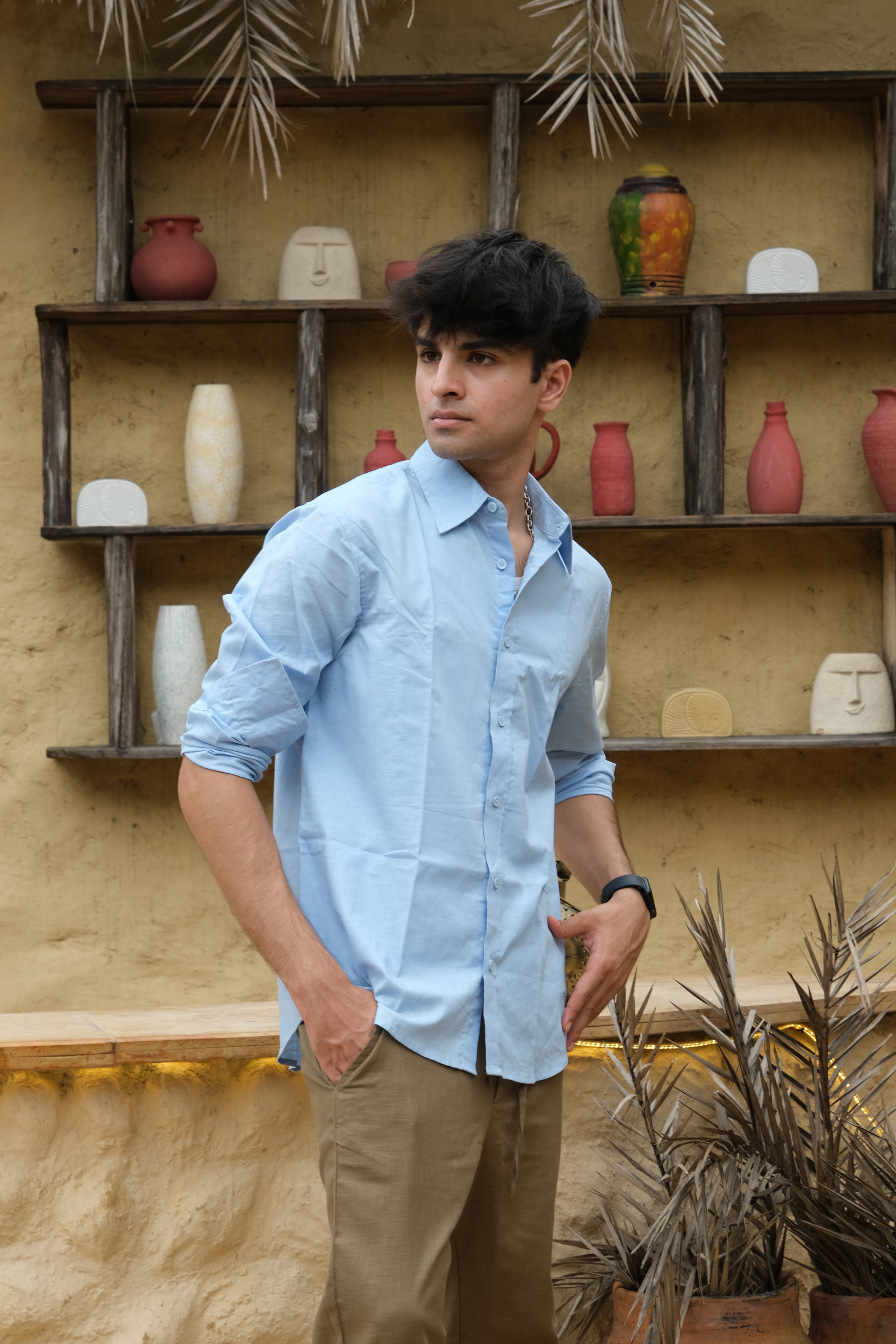 SKY BLUE LINEN SHIRT
