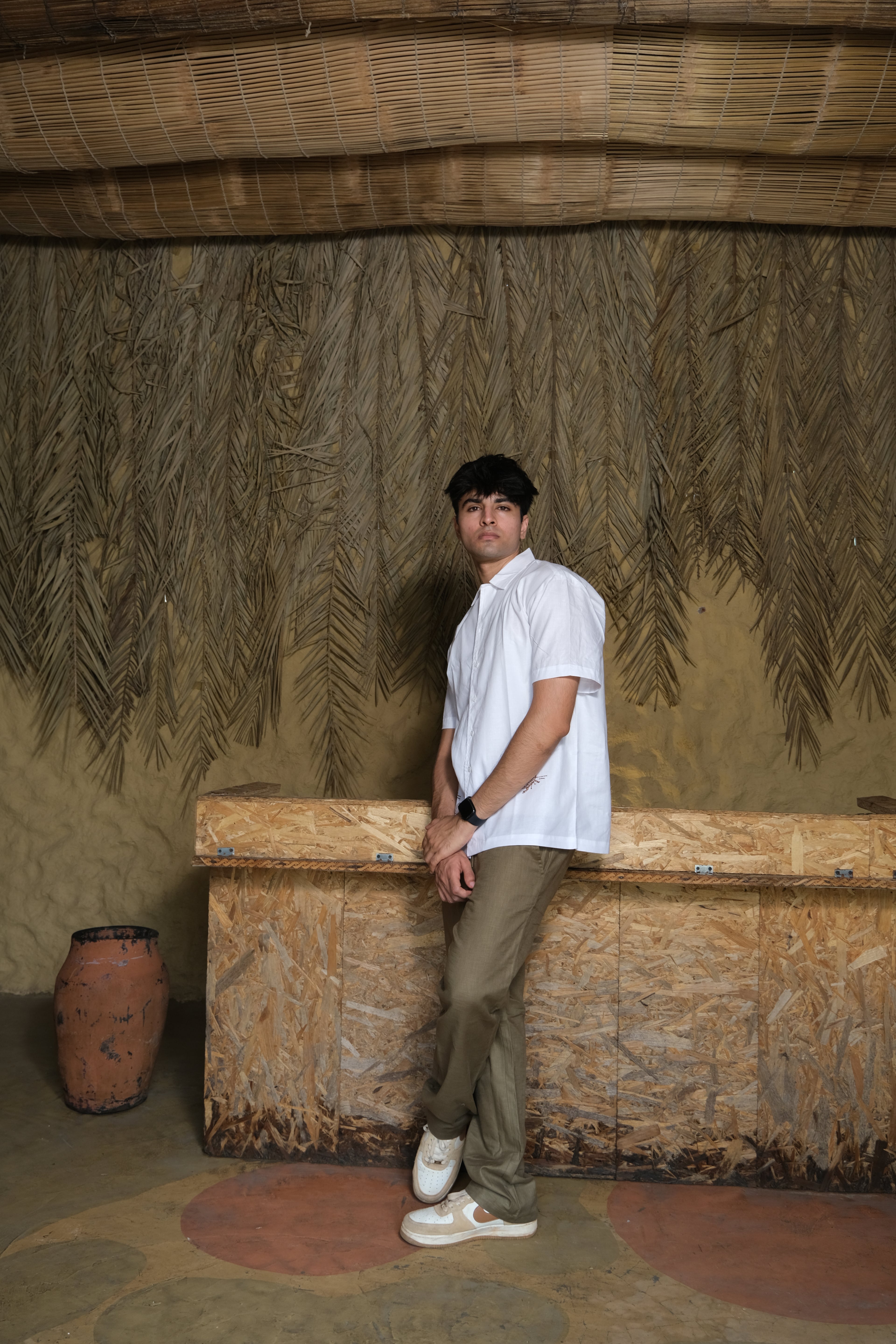 HALF SLEEVES DESERT EMBROIDED LINEN SHIRT