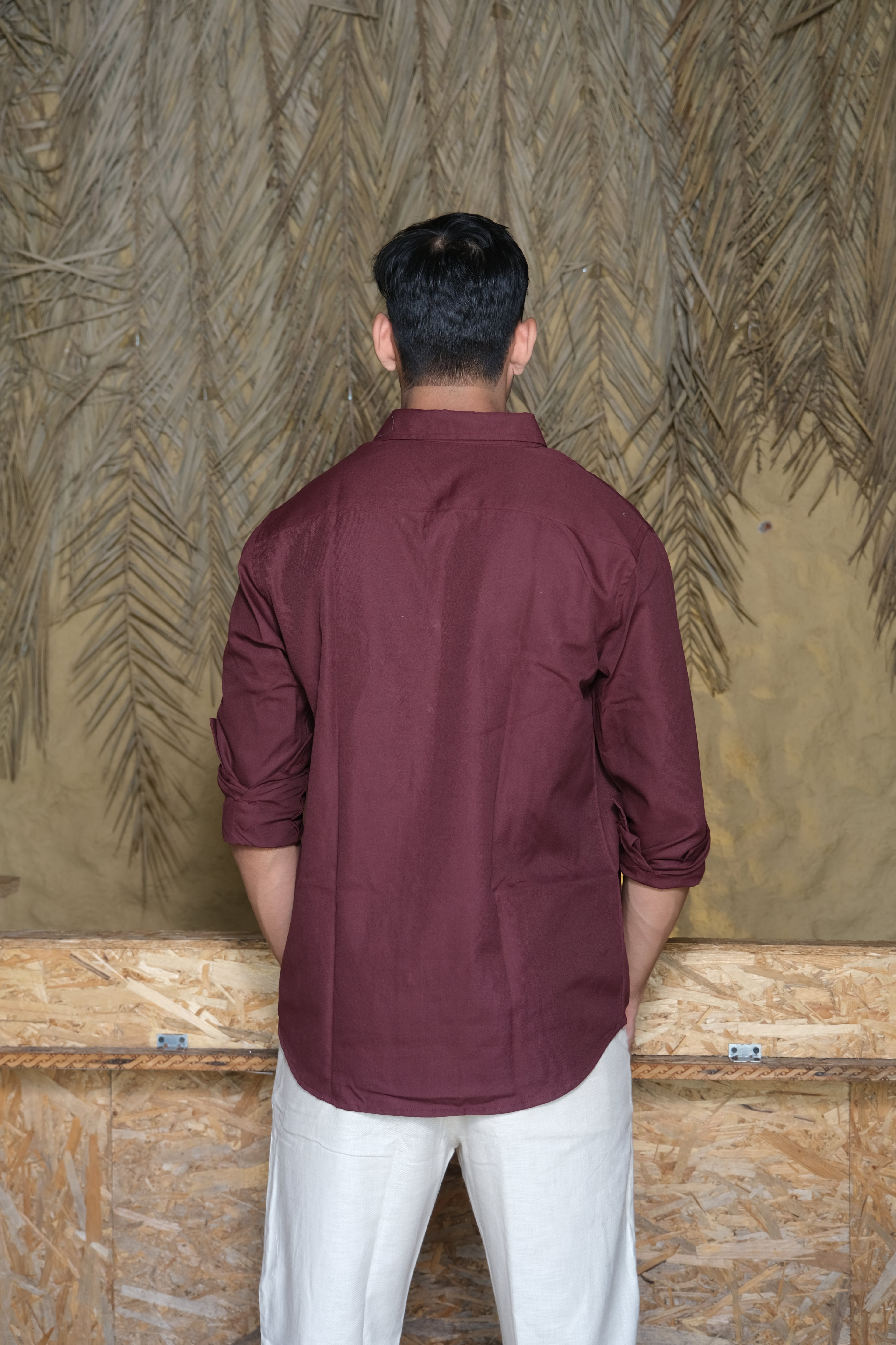 Maroon Classic Men’s Oxford Shirt – Slim Fit 100% Cotton