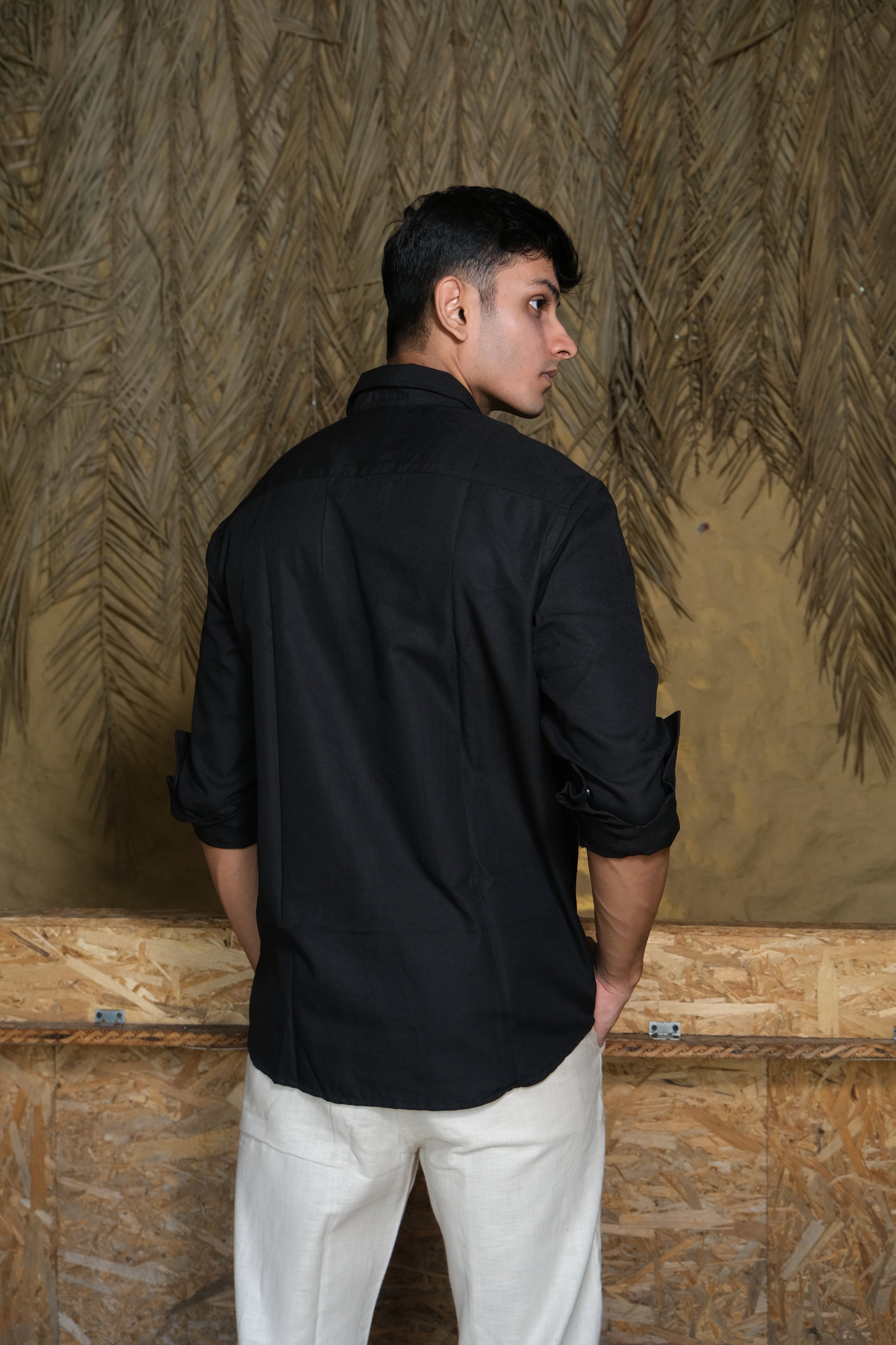 Black Classic Men’s Oxford Shirt – Slim Fit 100% Cotton