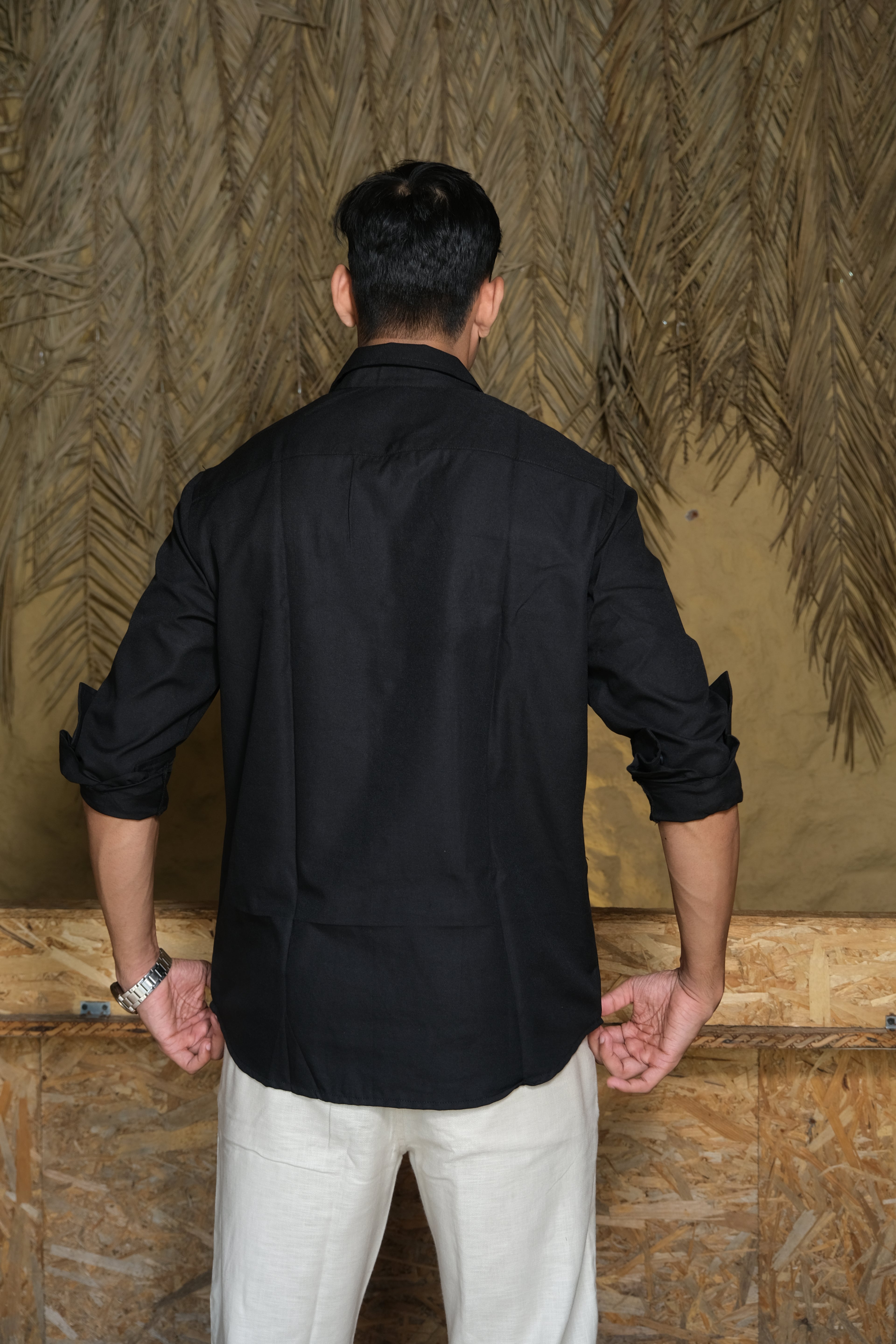 Black Classic Men’s Oxford Shirt – Slim Fit 100% Cotton