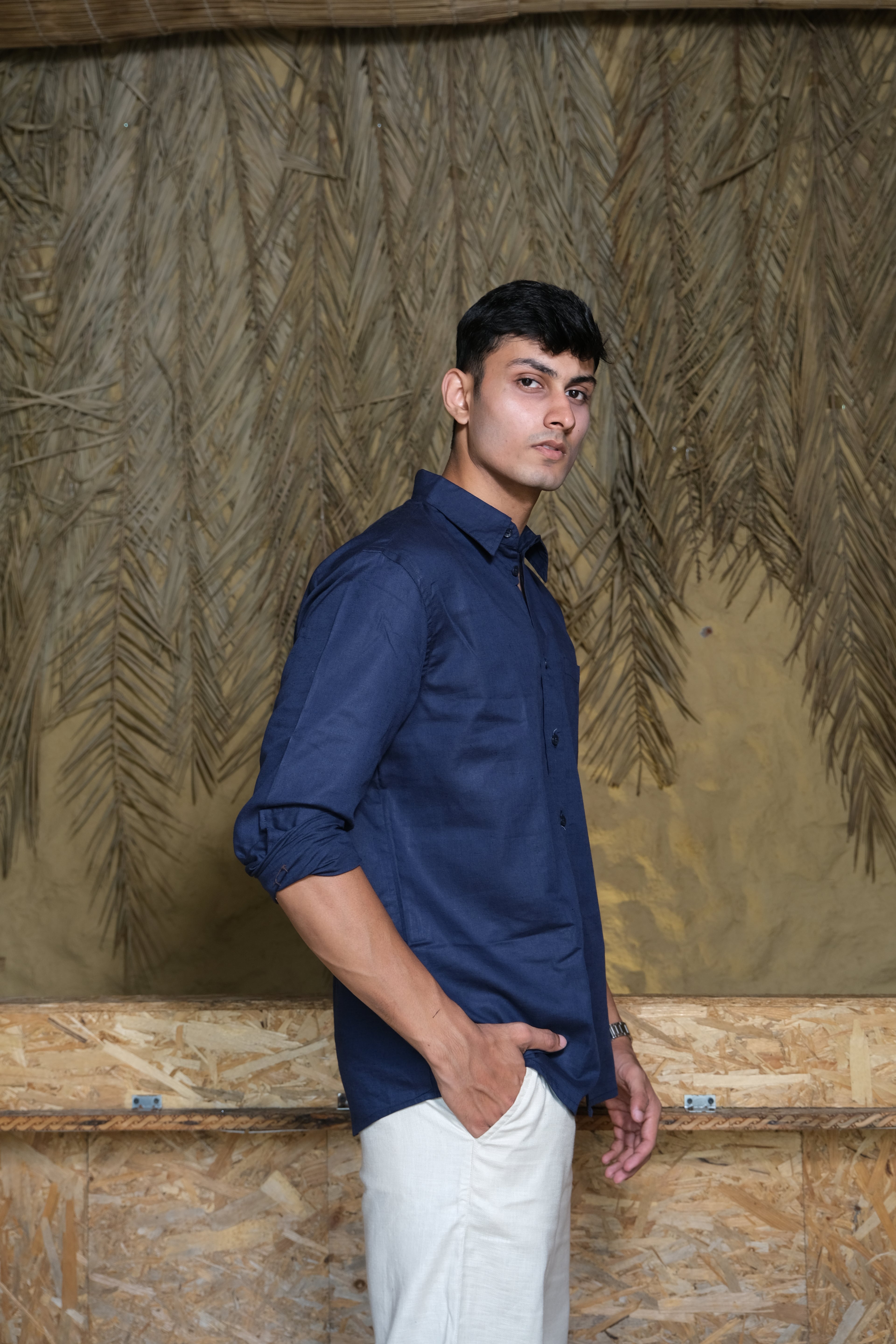 NAVY BLUE LINEN SHIRT
