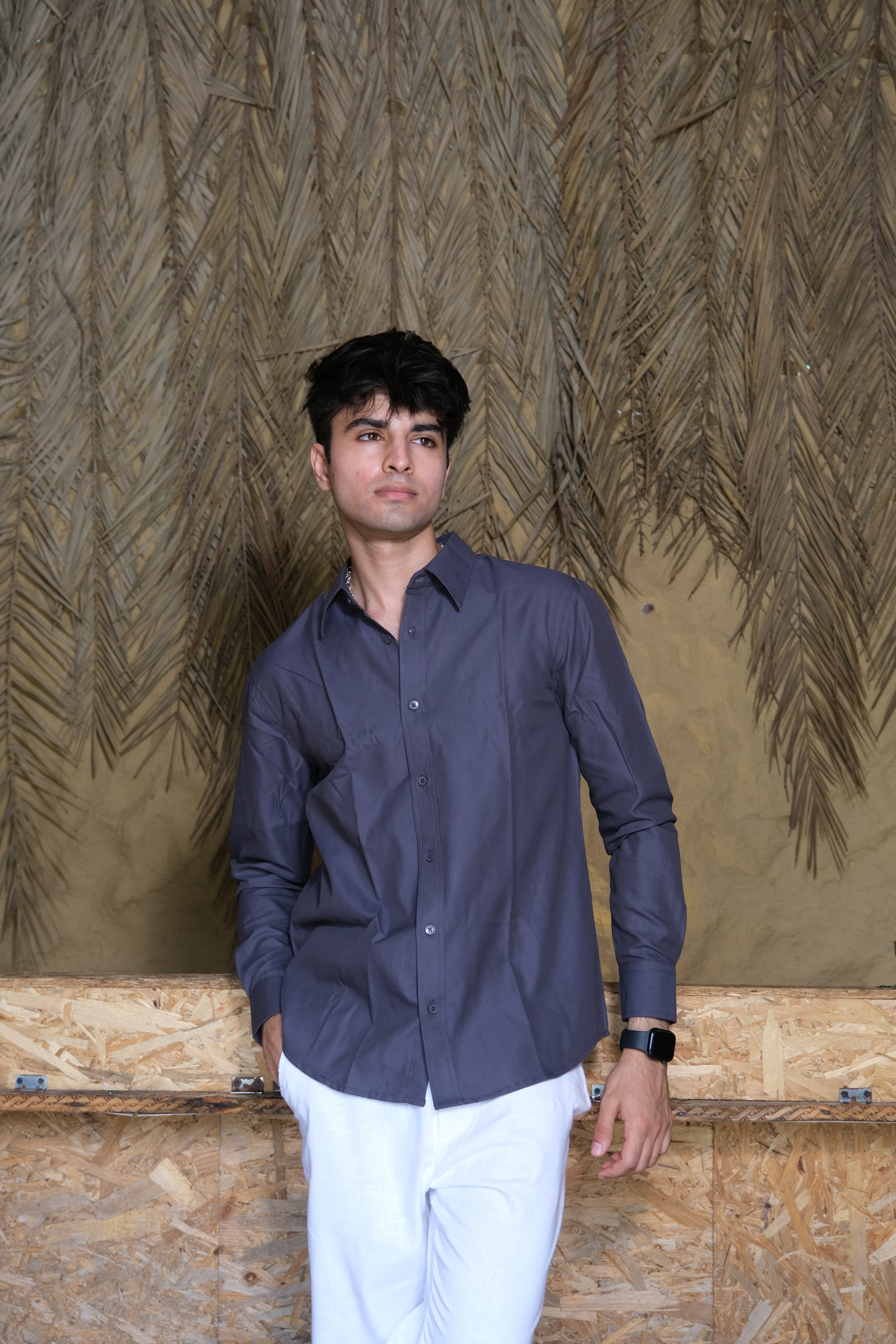 Grey Classic Men’s Oxford Shirt – Slim Fit 100% Cotton