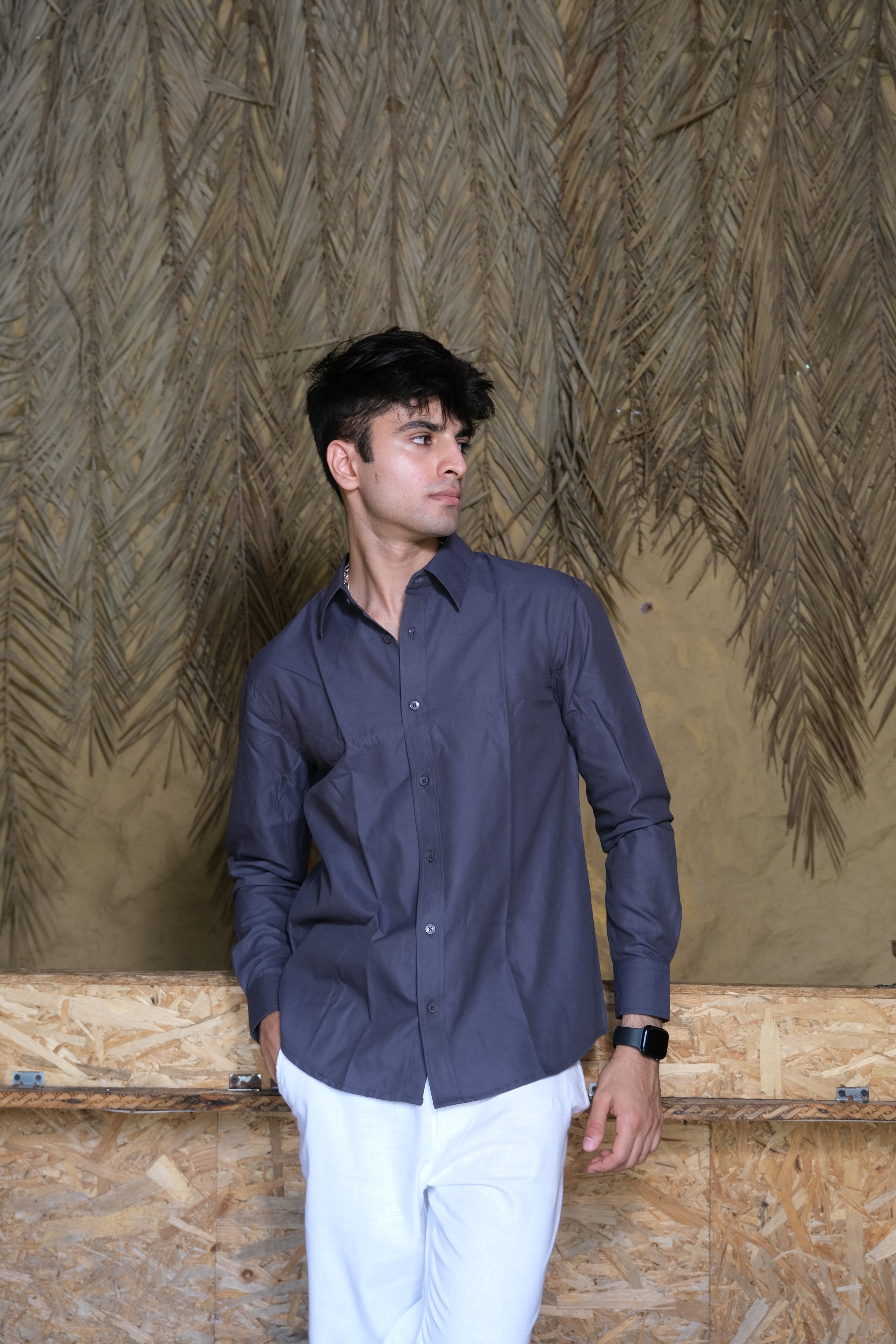 Grey Classic Men’s Oxford Shirt – Slim Fit 100% Cotton