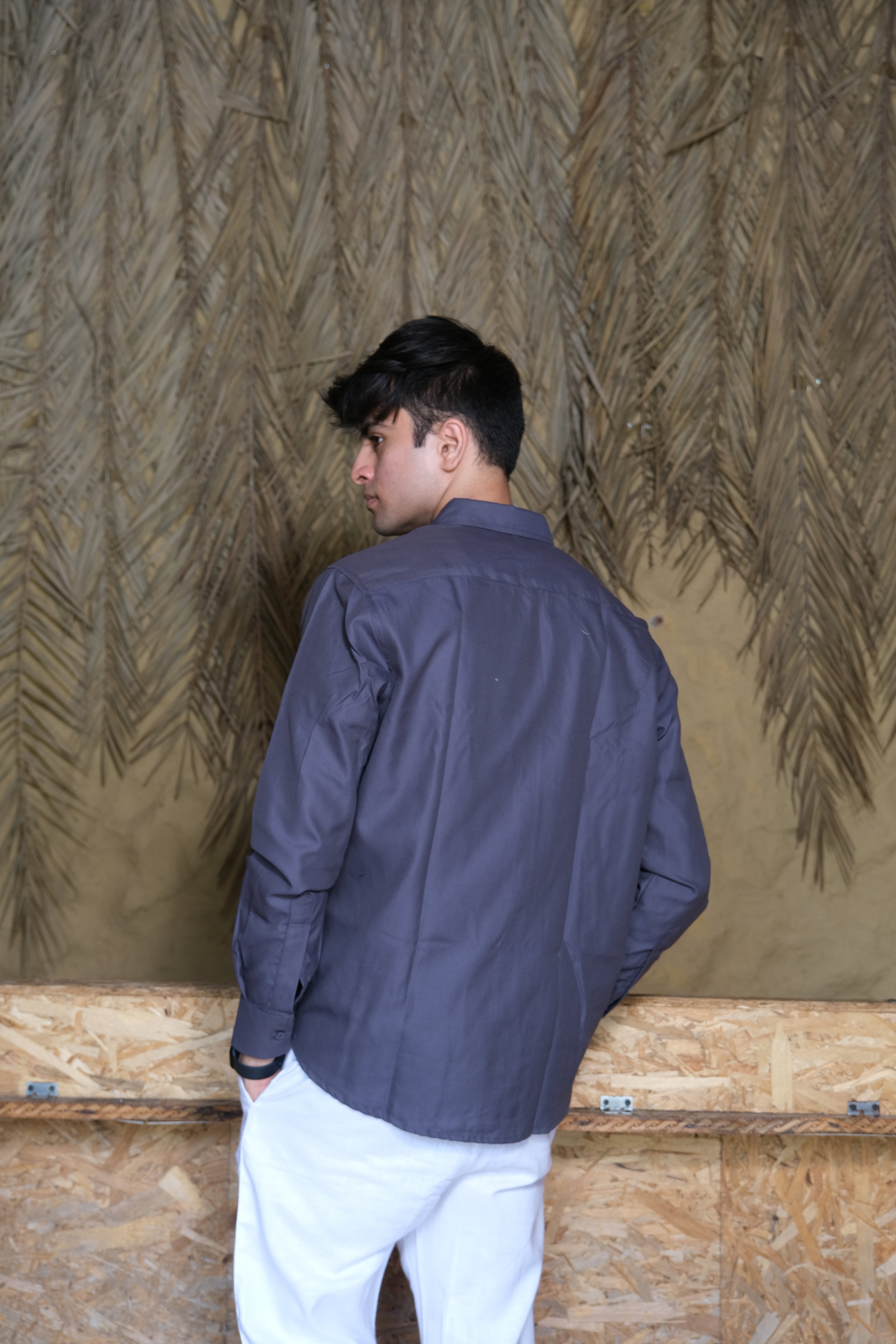 Grey Classic Men’s Oxford Shirt – Slim Fit 100% Cotton