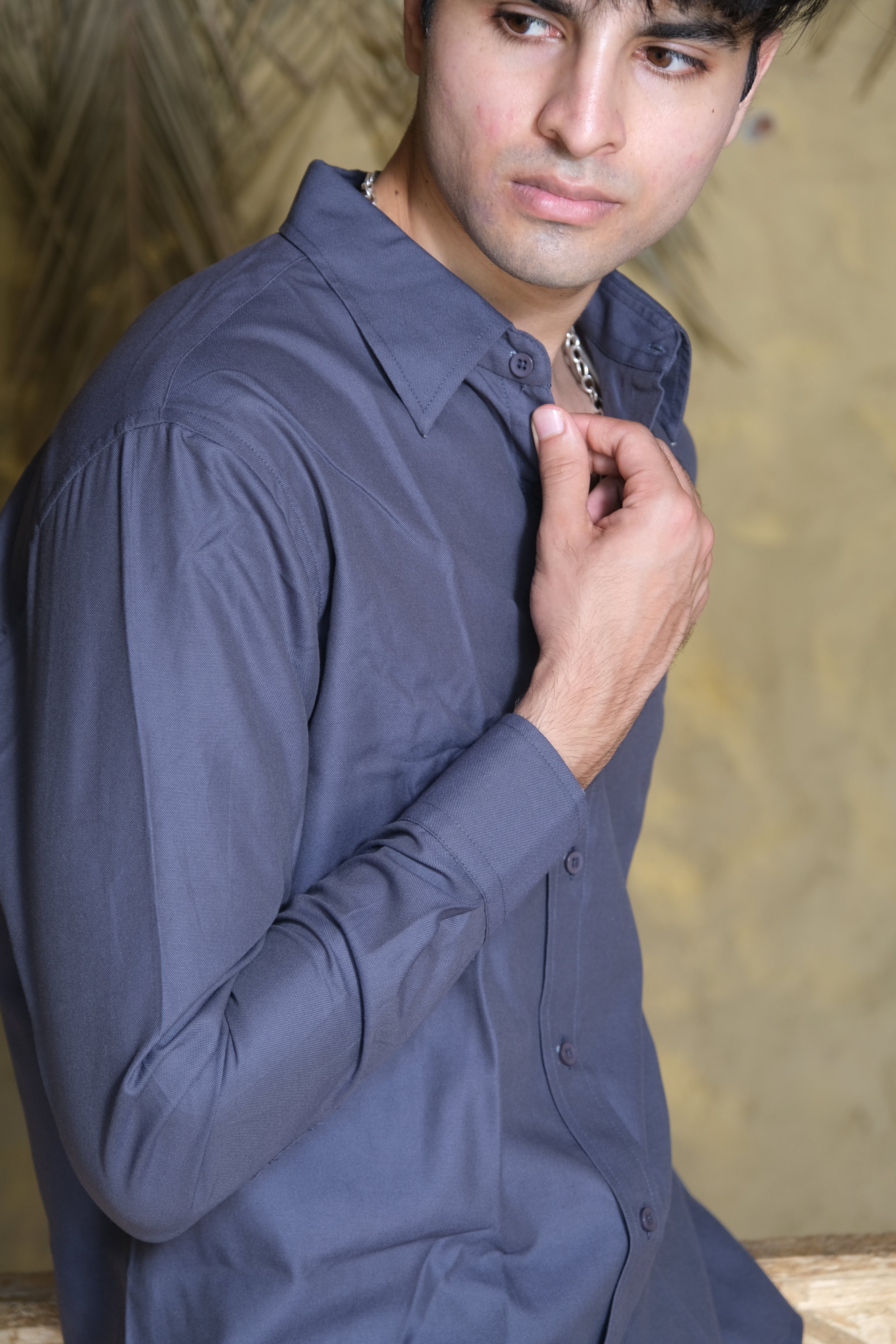 Grey Classic Men’s Oxford Shirt – Slim Fit 100% Cotton