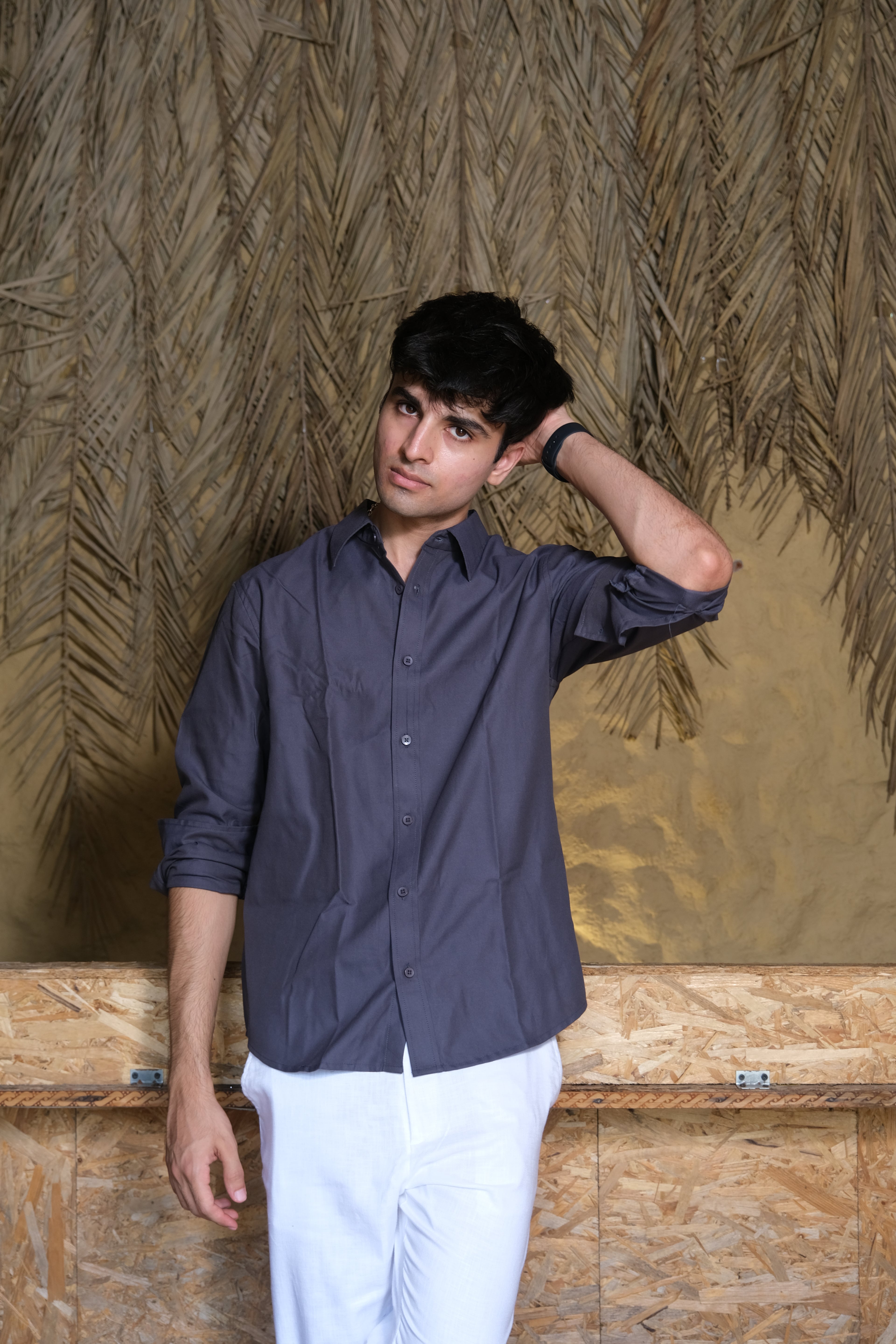 Grey Classic Men’s Oxford Shirt – Slim Fit 100% Cotton