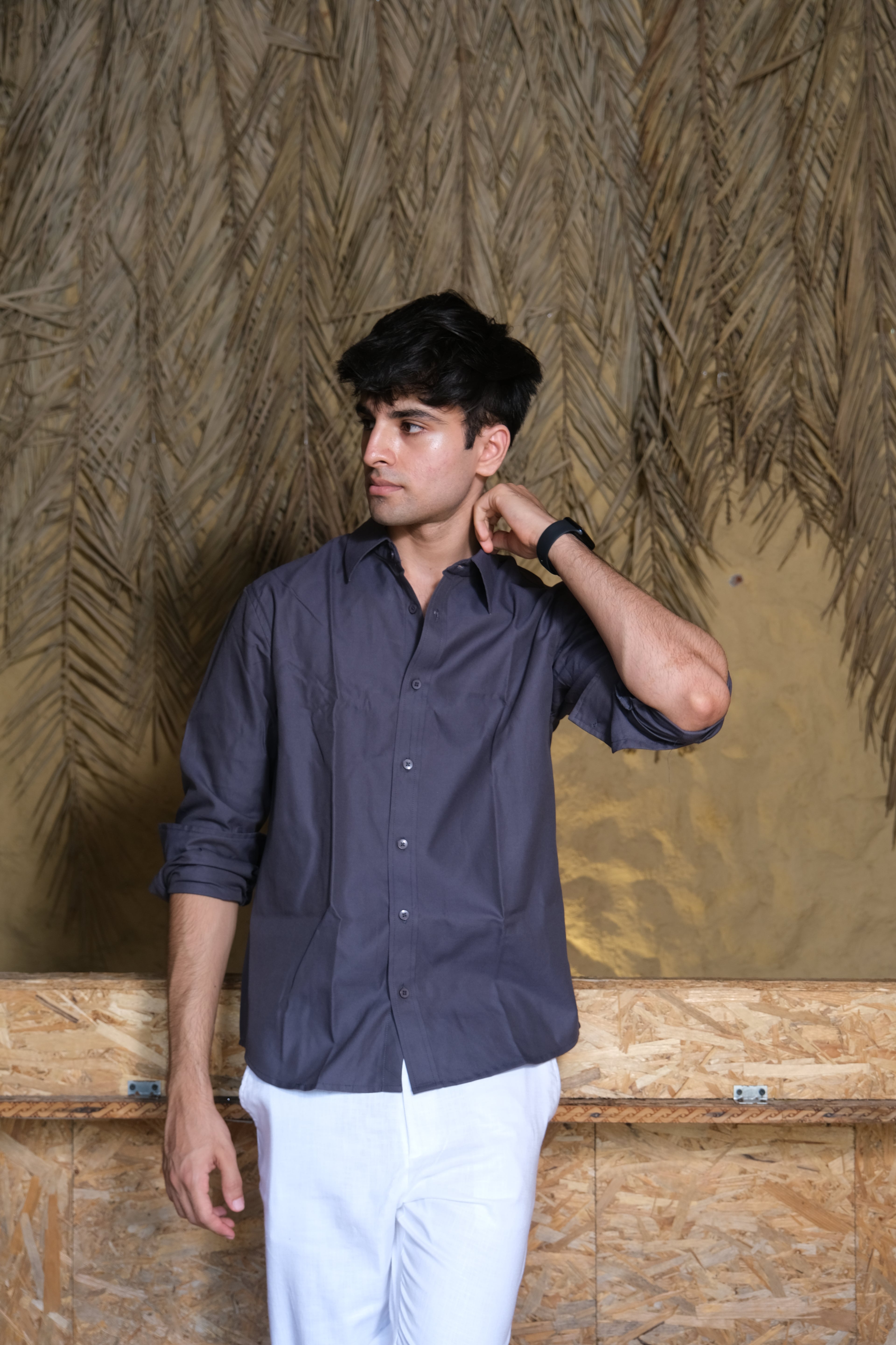 Grey Classic Men’s Oxford Shirt – Slim Fit 100% Cotton