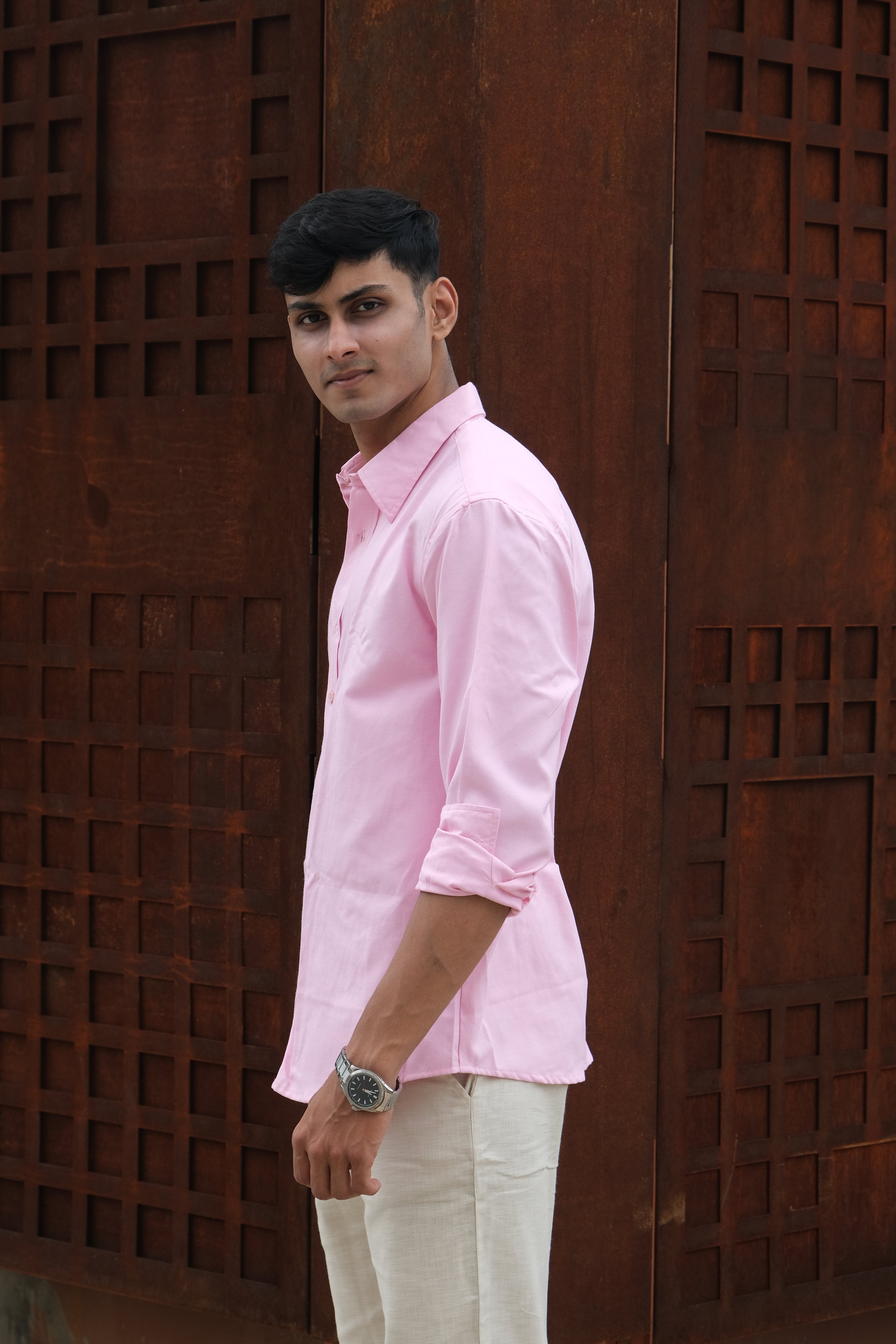 Pink Classic Men’s Oxford Shirt – Slim Fit 100% Cotton