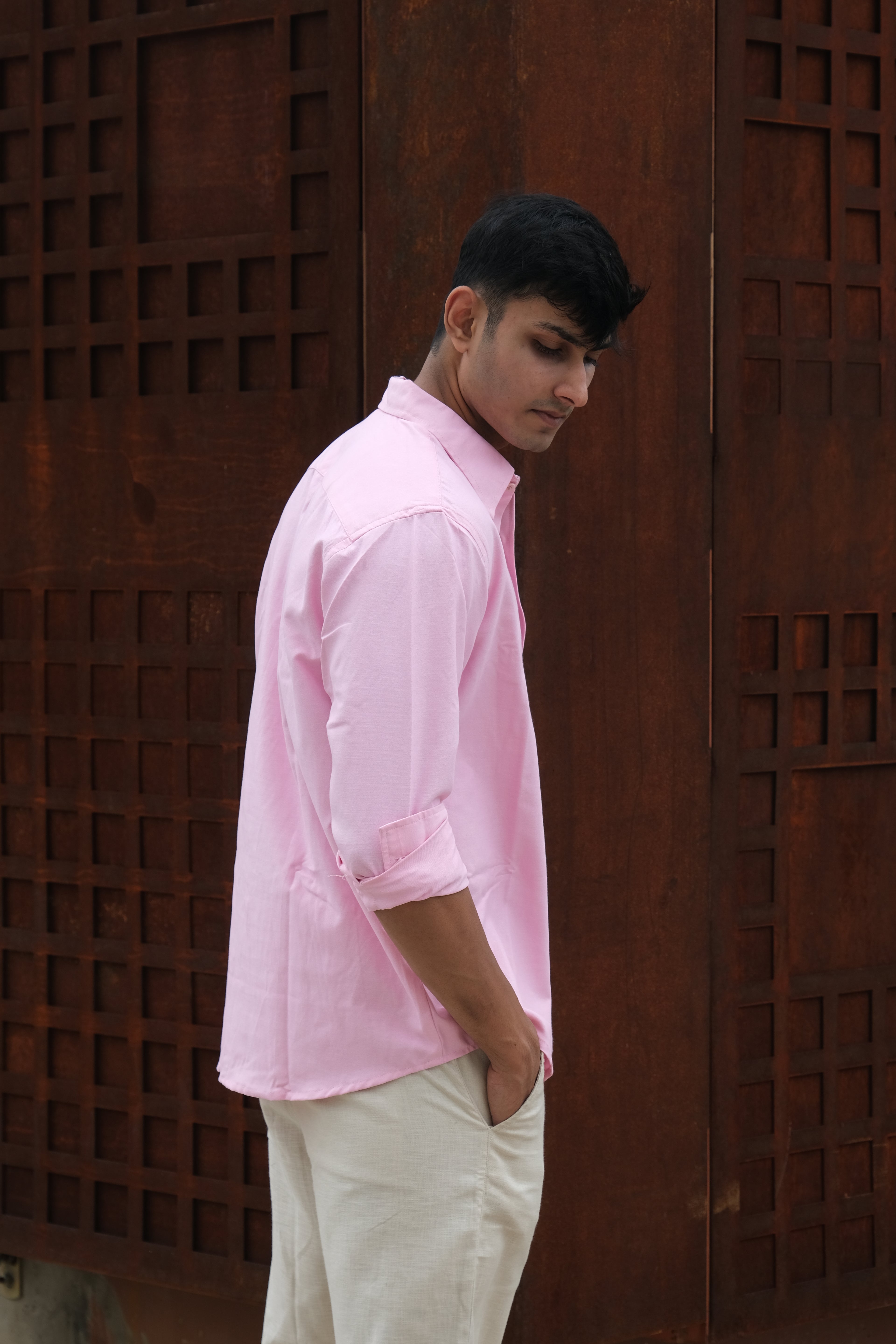 Pink Classic Men’s Oxford Shirt – Slim Fit 100% Cotton