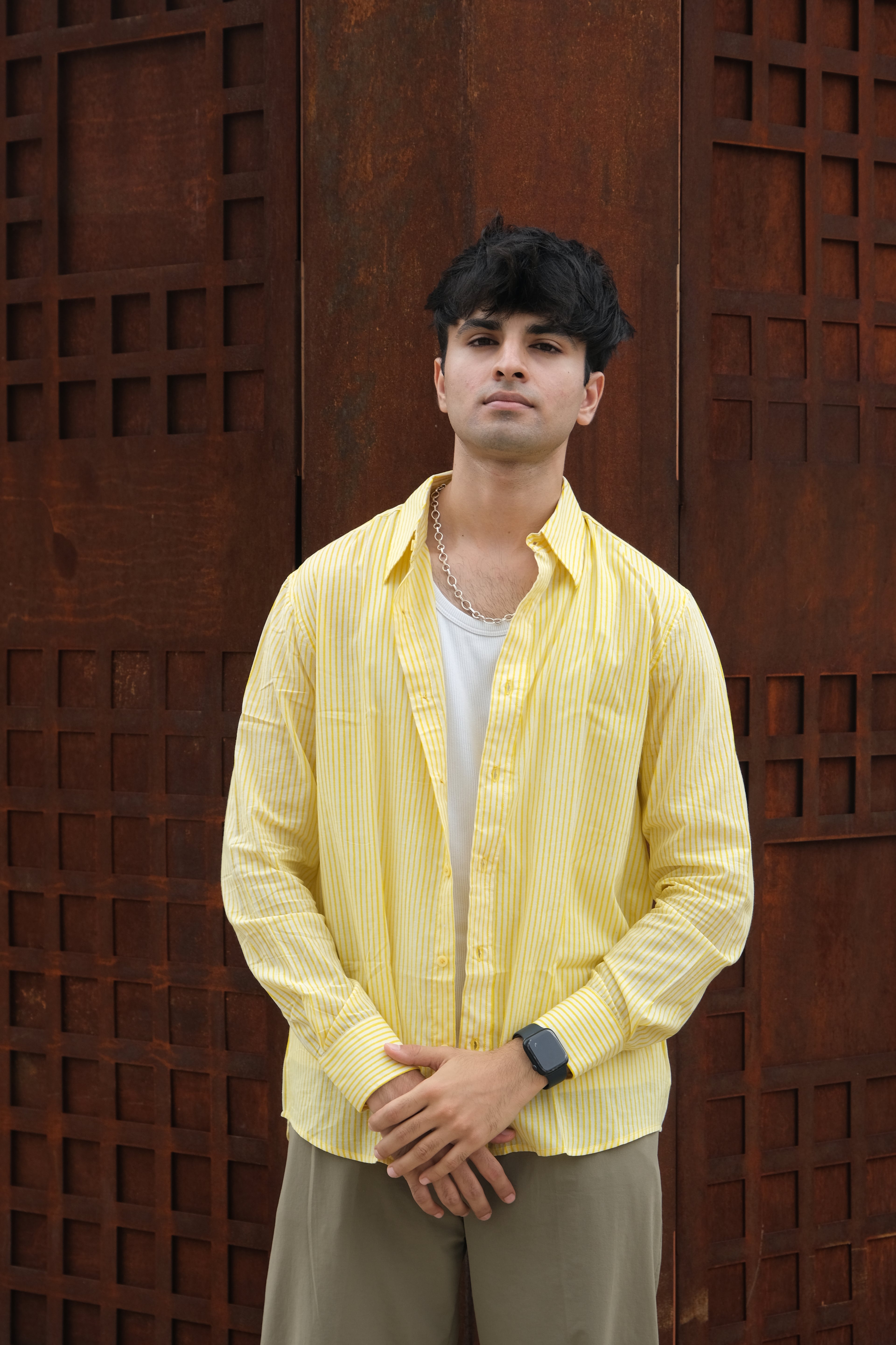 Yellow Relaxed Fit Striped Shirt – Flowy Cotton - Casual & Everyday Style