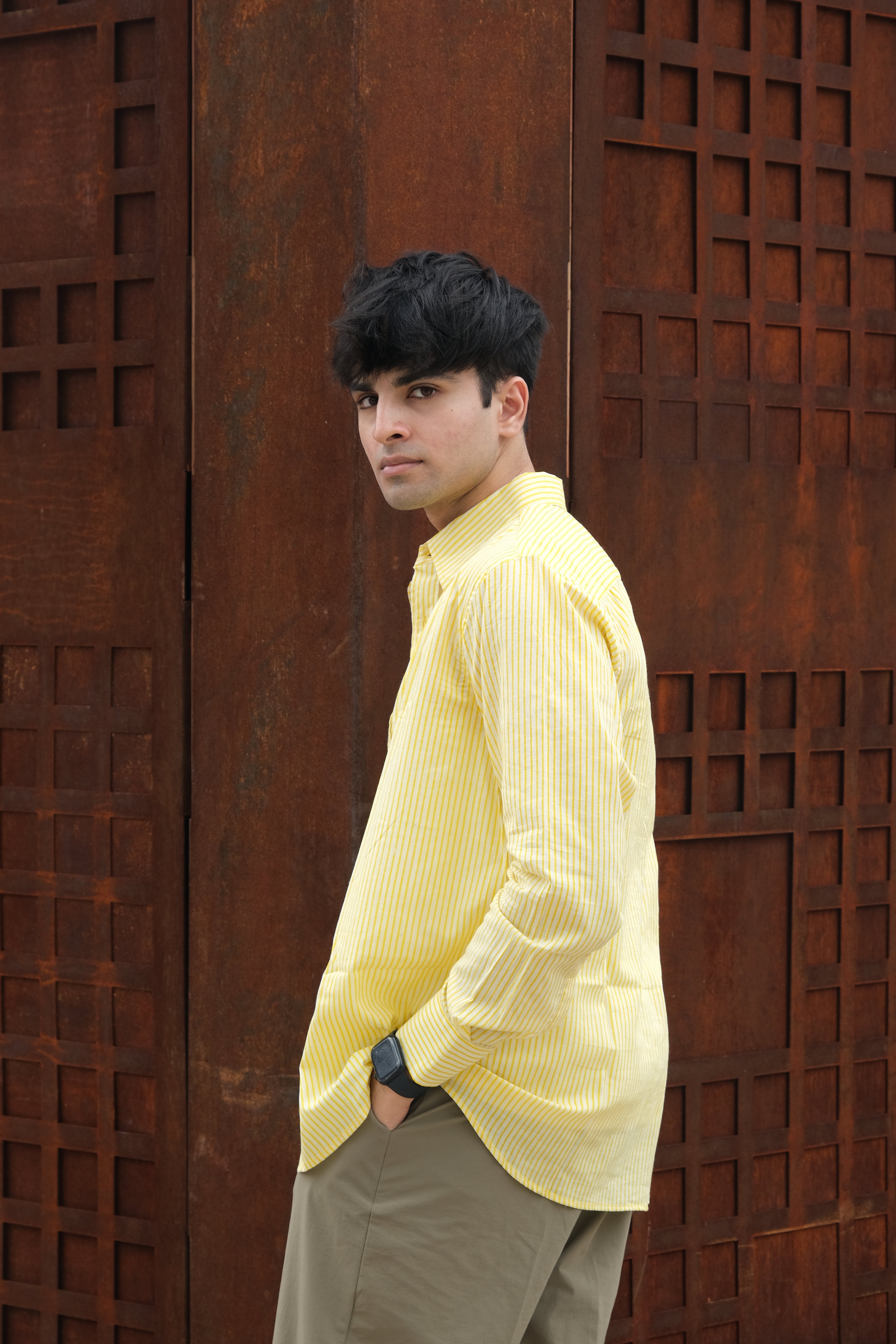 Yellow Relaxed Fit Striped Shirt – Flowy Cotton - Casual & Everyday Style