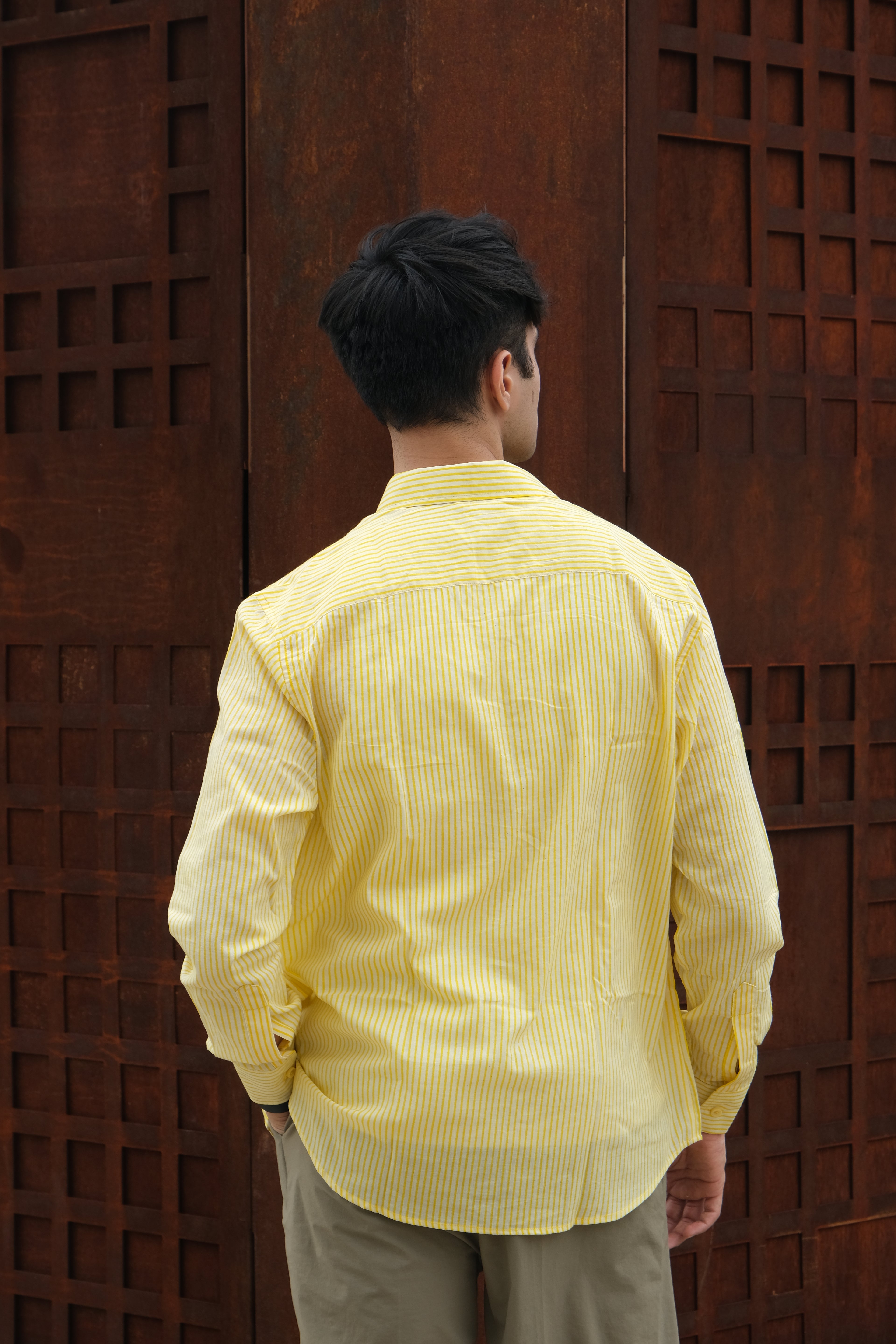 Yellow Relaxed Fit Striped Shirt – Flowy Cotton - Casual & Everyday Style