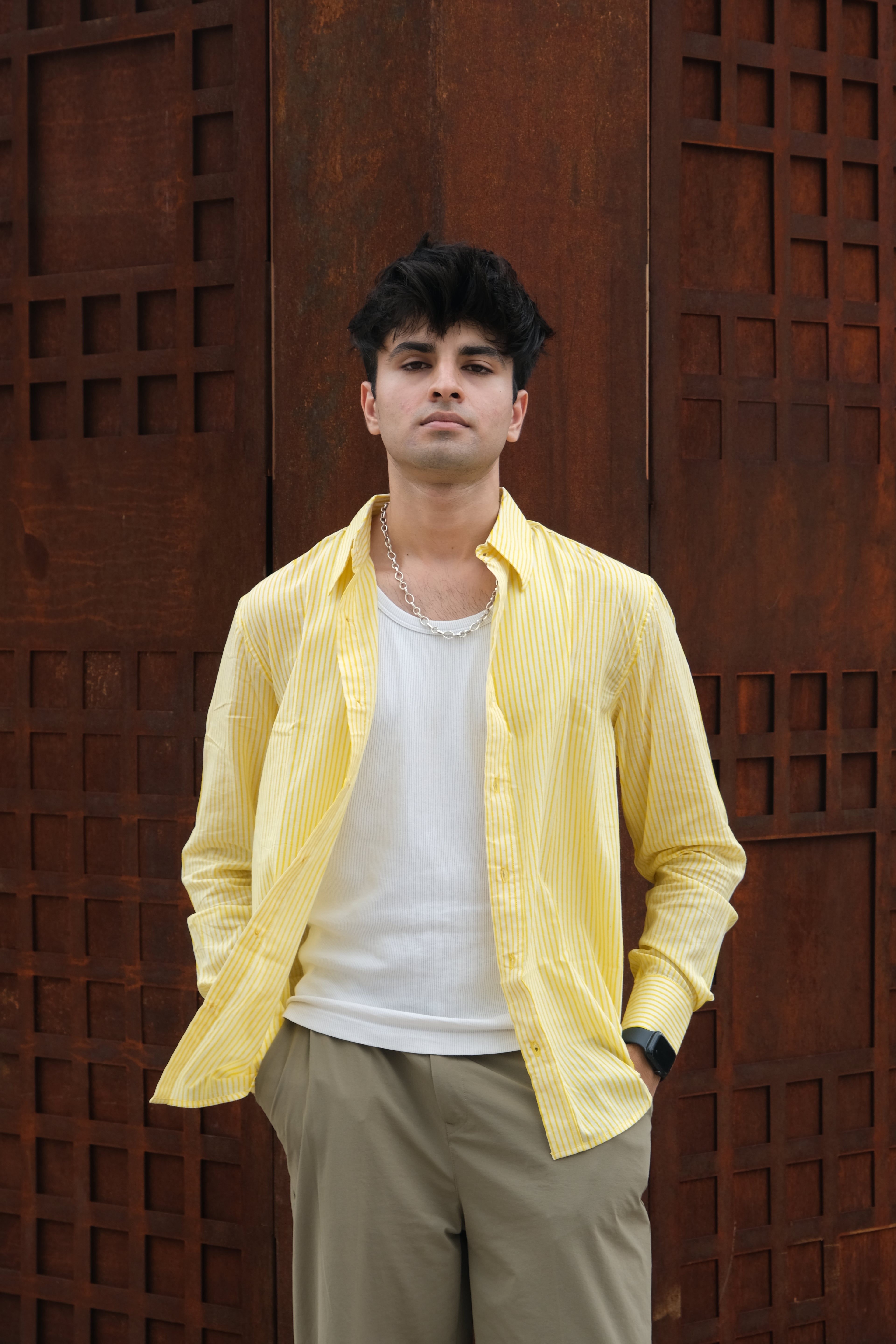 Yellow Relaxed Fit Striped Shirt – Flowy Cotton - Casual & Everyday Style