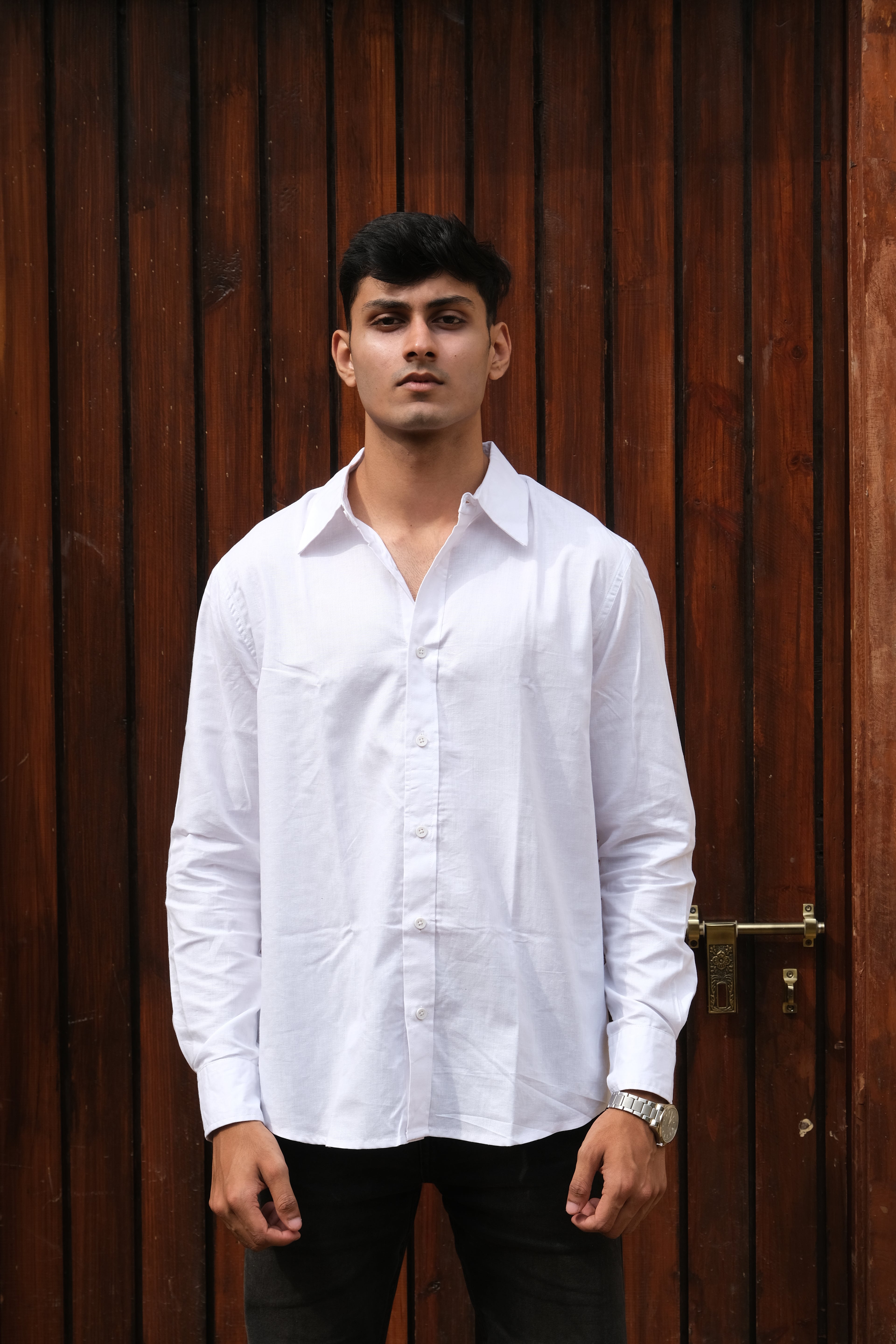 White Classic Men’s Oxford Shirt – Slim Fit 100% Cotton