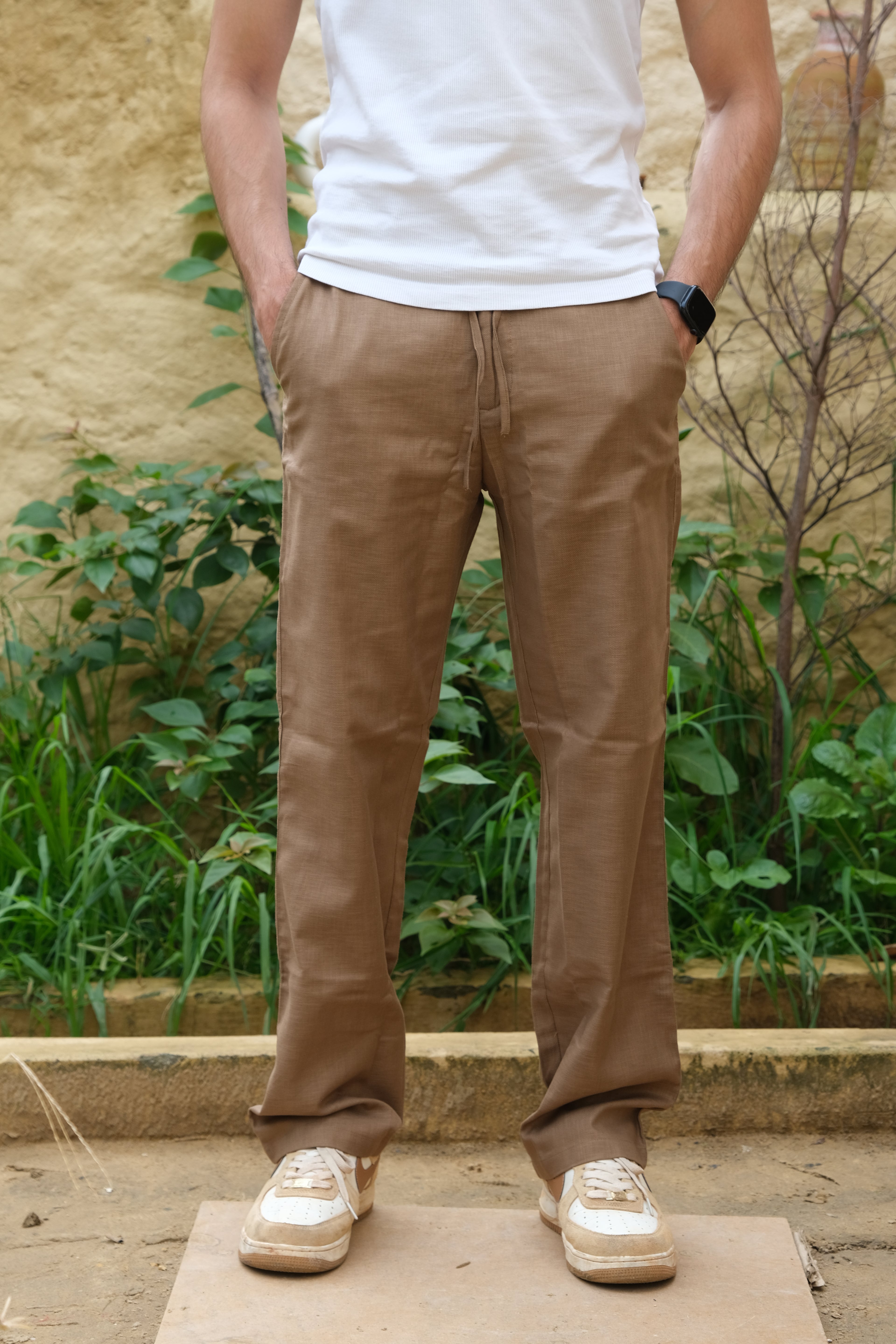 COFFEE BROWN LINEN PANTS
