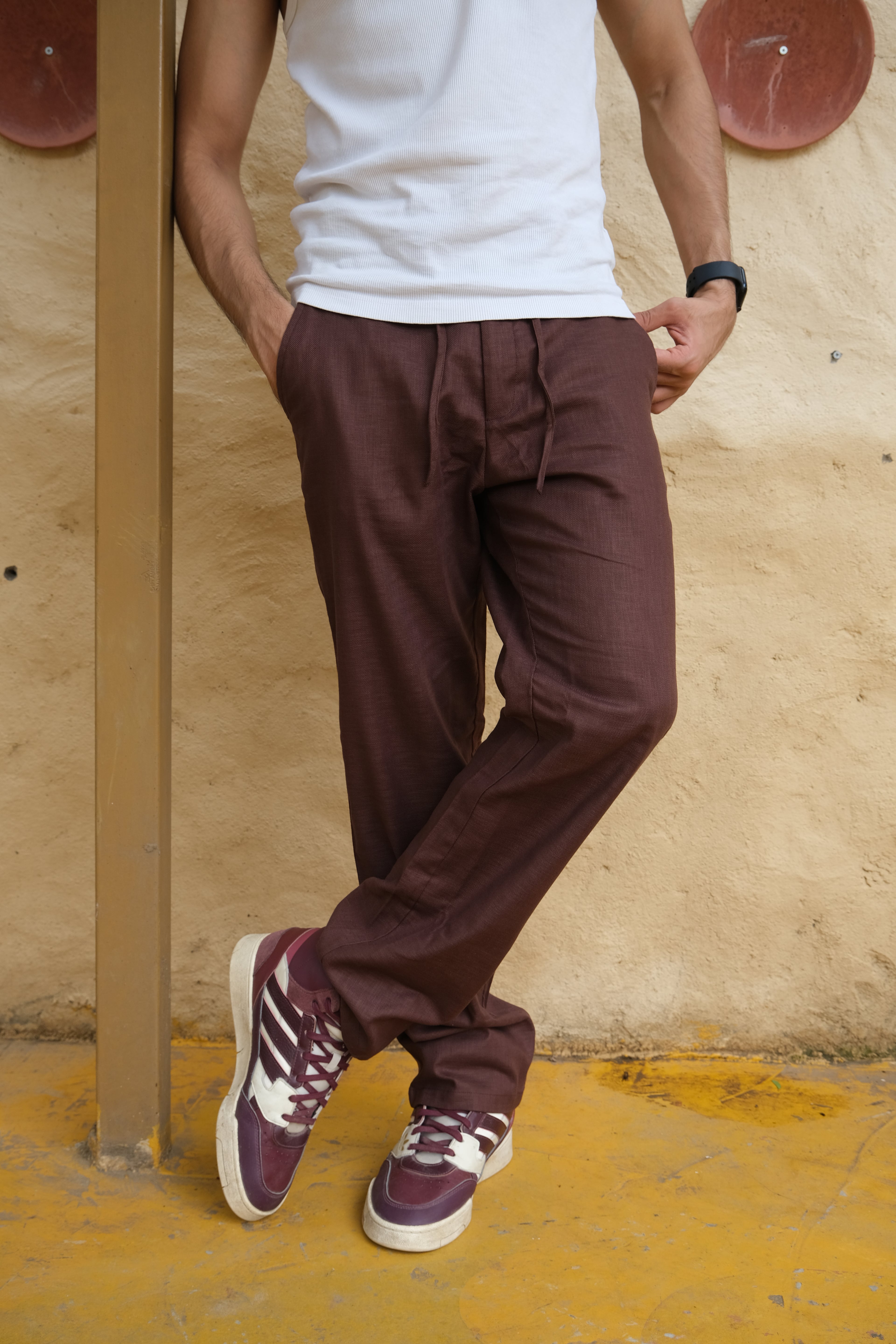 CHOCOLATE BROWN LINEN PANTS