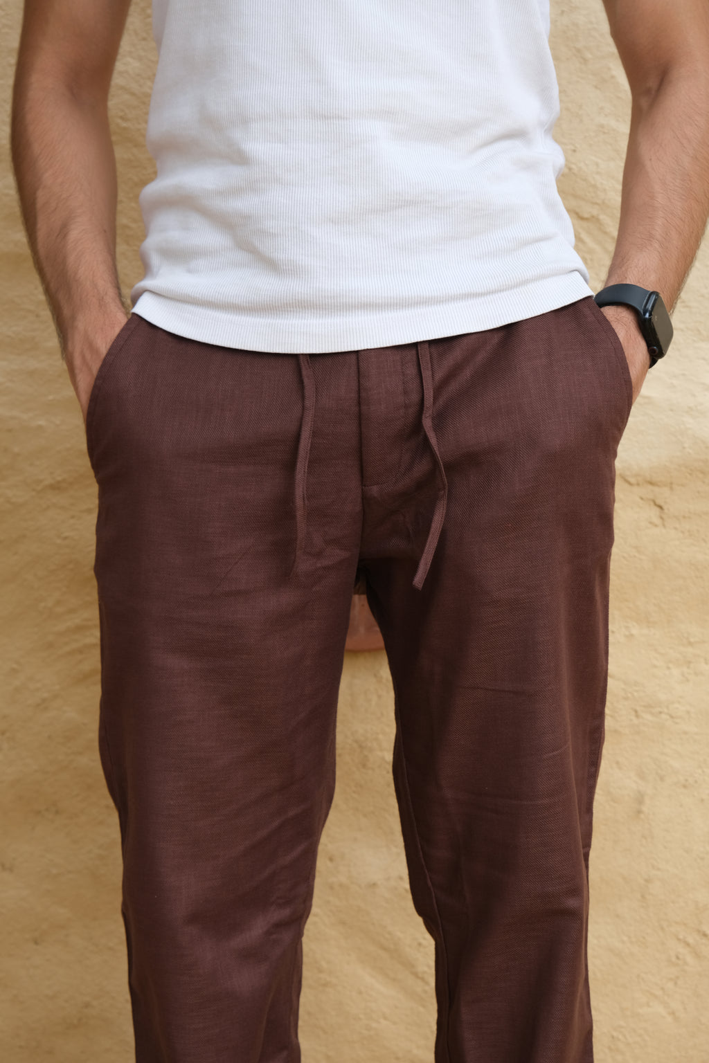 CHOCOLATE BROWN LINEN PANTS