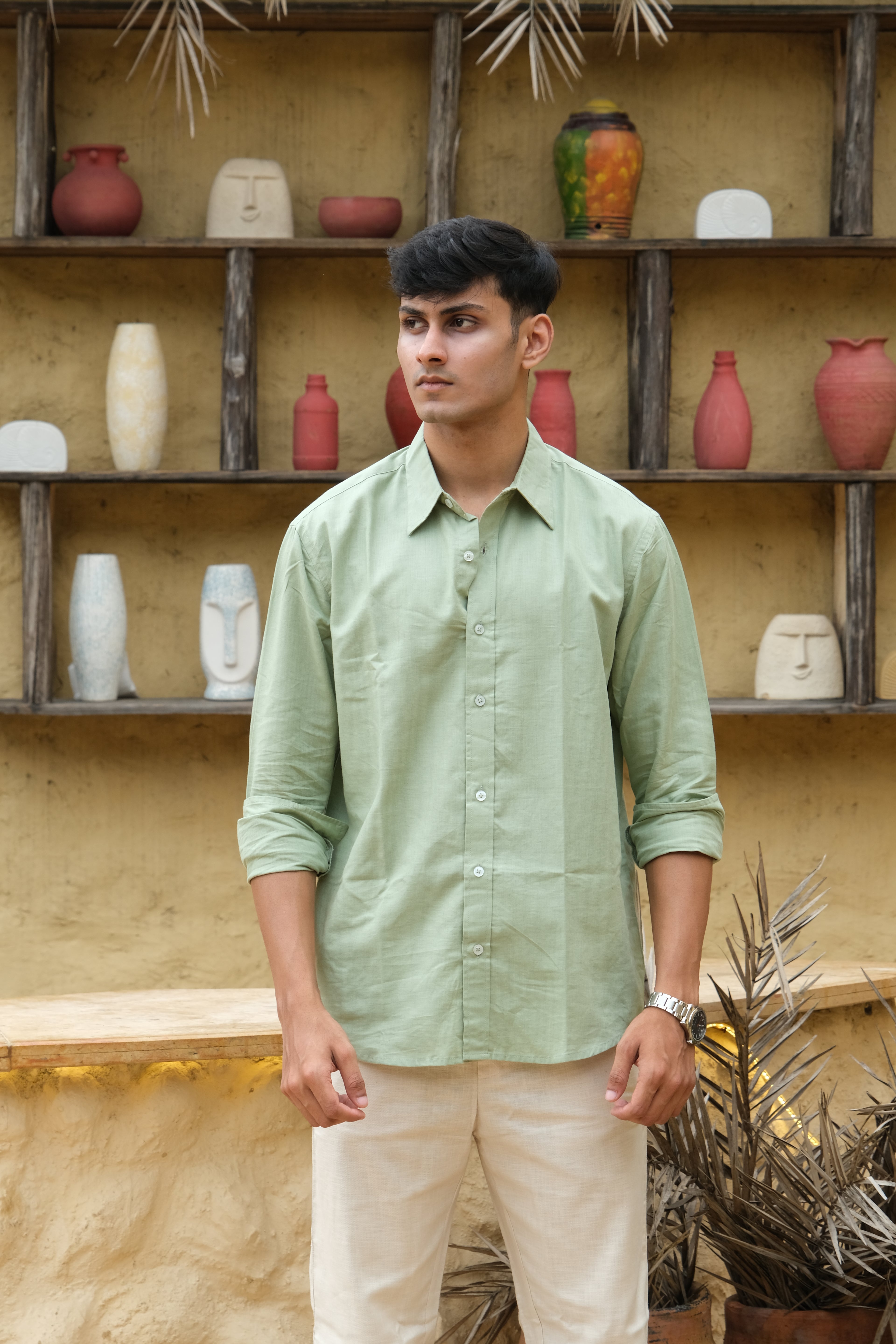 SAGE GREEN LINEN SHIRT