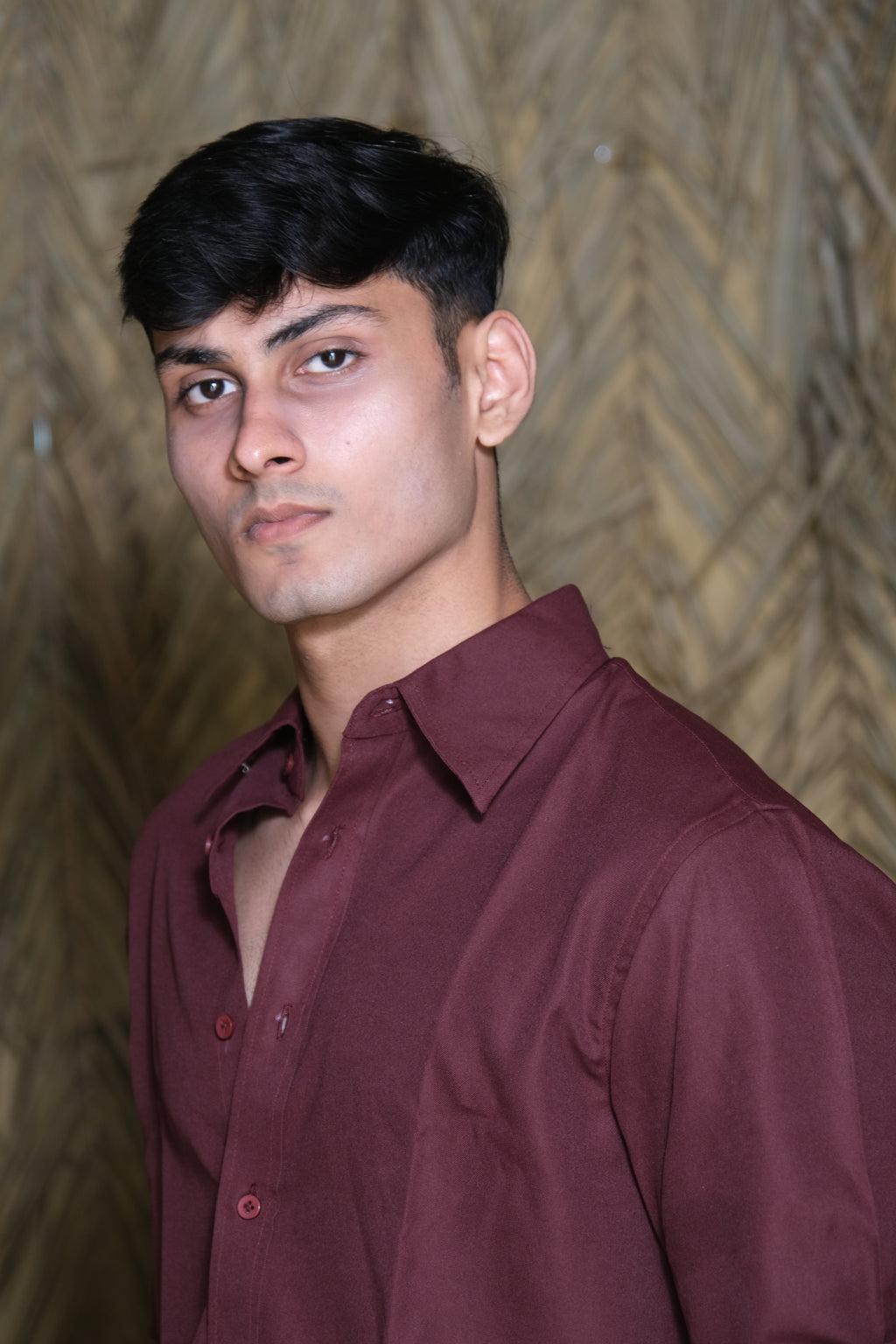 Maroon Classic Men’s Oxford Shirt – Slim Fit 100% Cotton