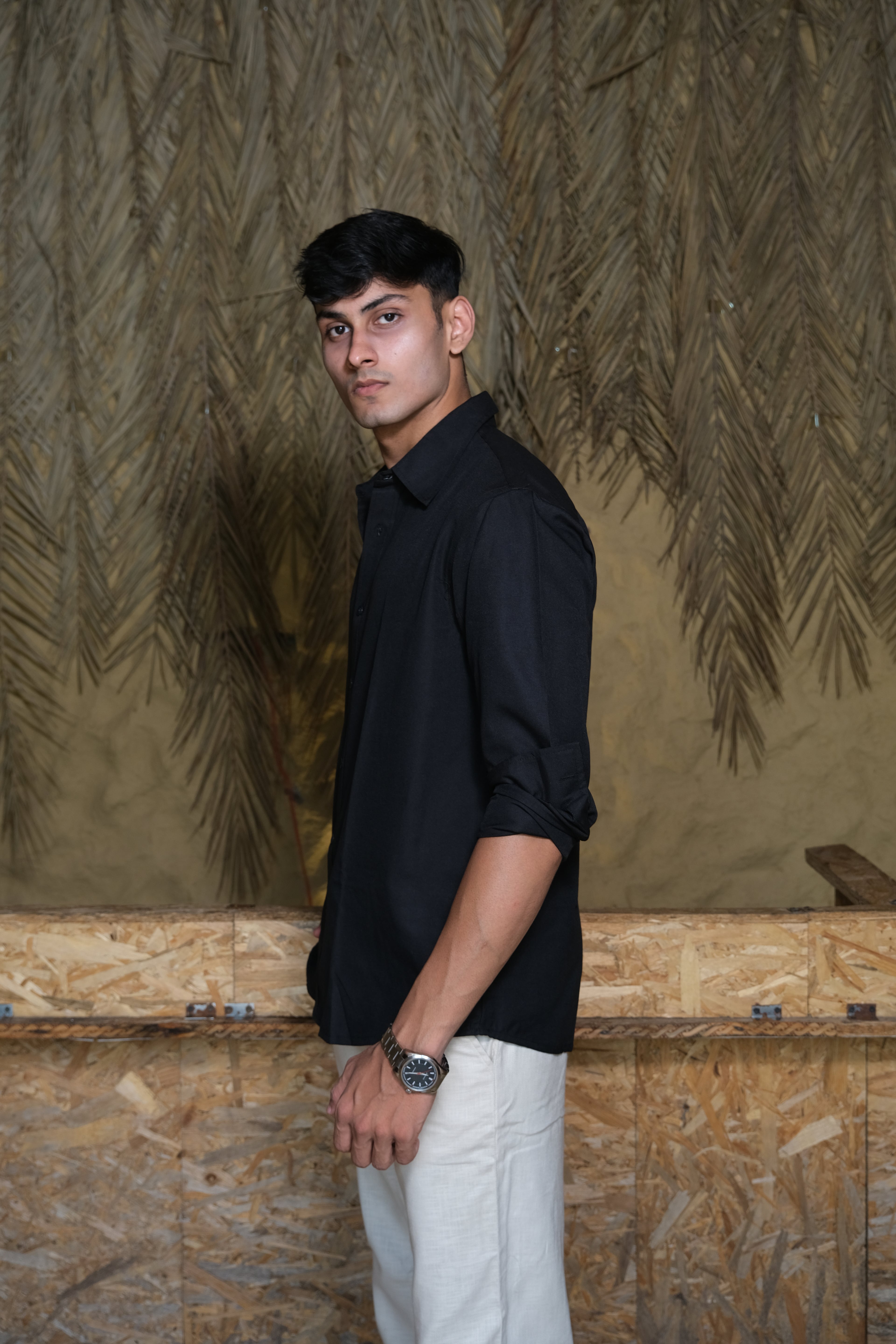 Black Classic Men’s Oxford Shirt – Slim Fit 100% Cotton
