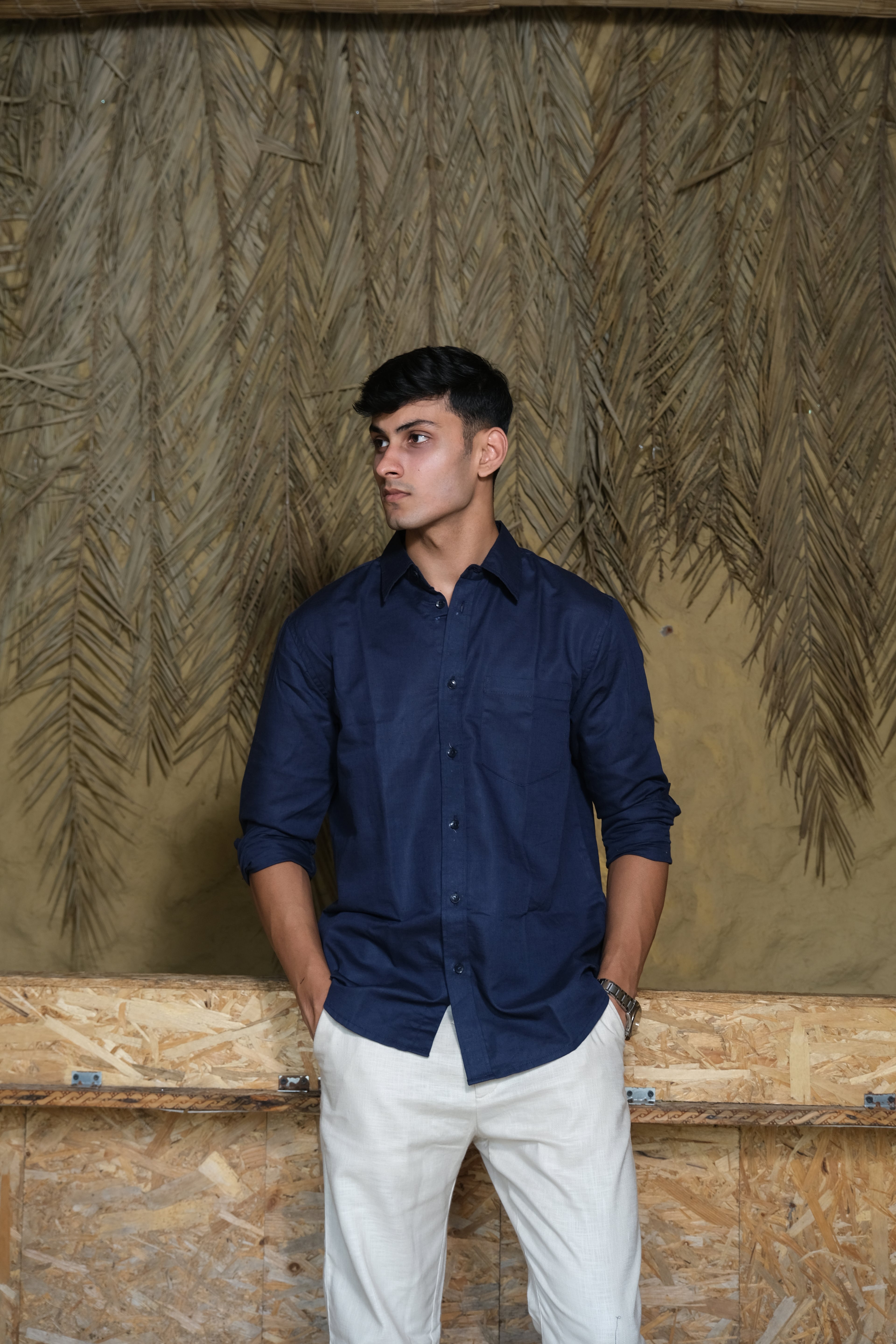 NAVY BLUE LINEN SHIRT