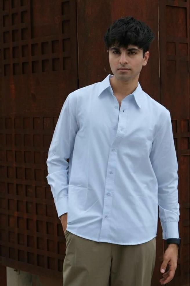 Sky Blue Classic Men’s Oxford Shirt – Slim Fit 100% Cotton